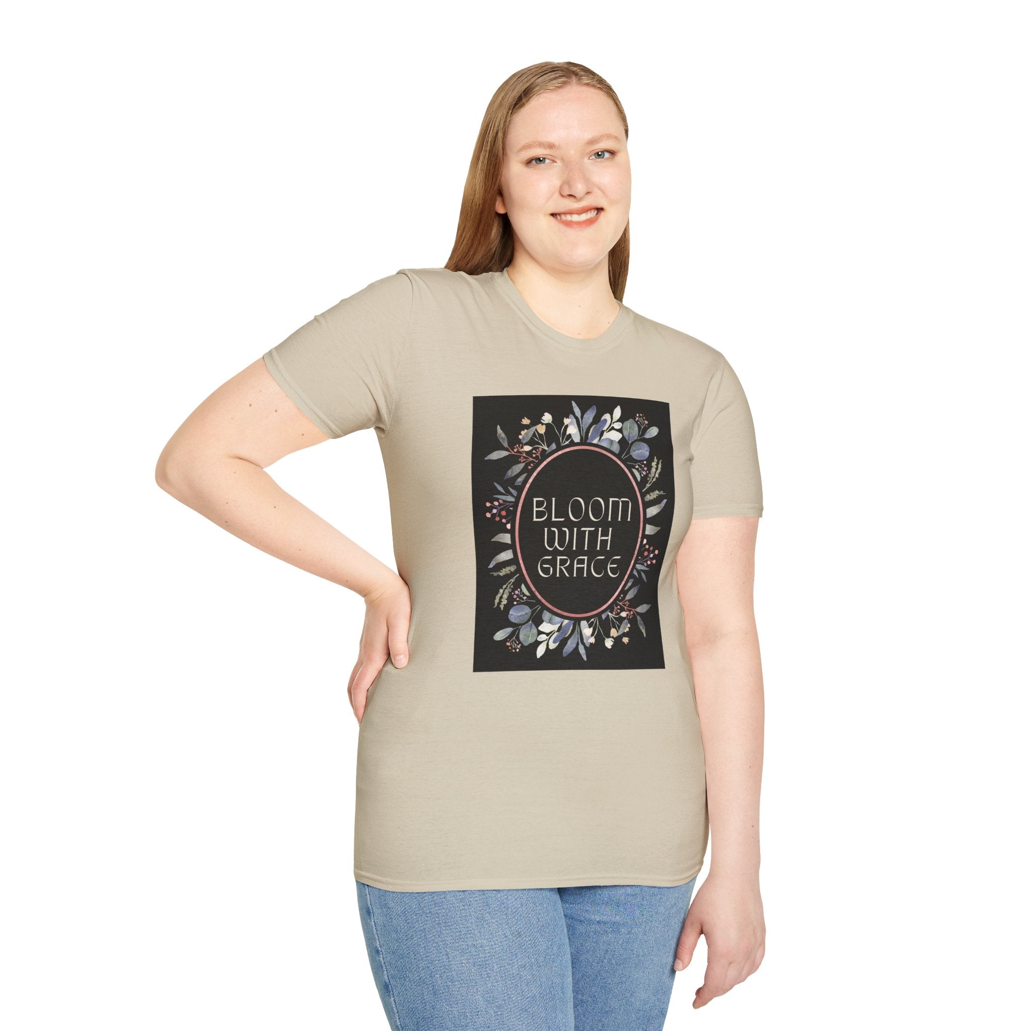 Women's Relaxed Tee - Bloom with Grace Back flowers