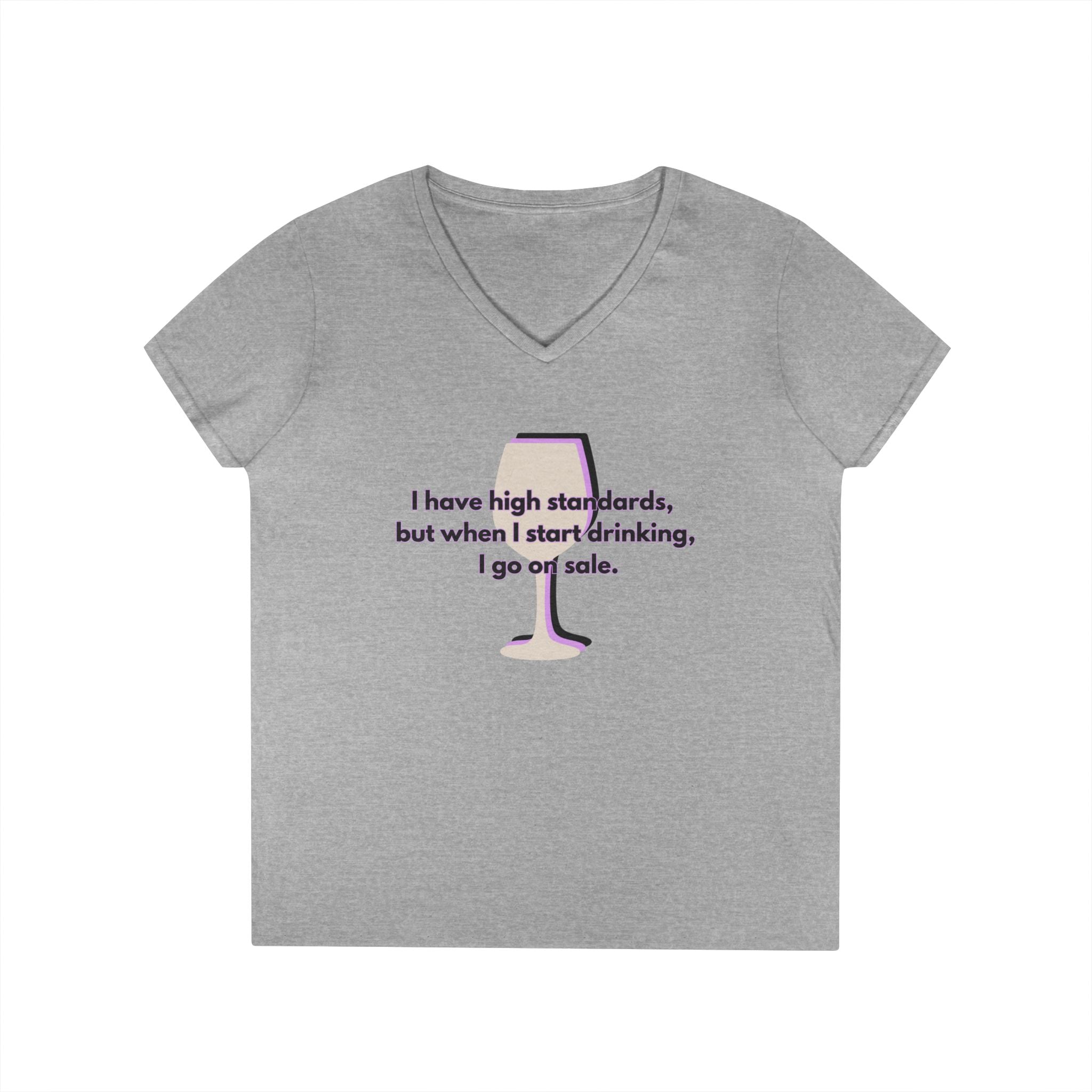 Ladies' V-Neck T-Shirt - Fitted - Wine Shirt - Going on Sale