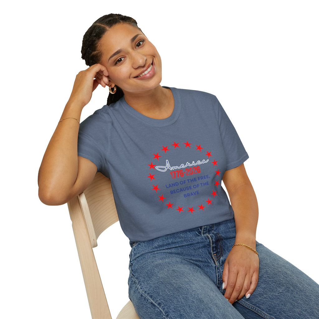 Relaxed Soft Tee- Men and Women - Home of the Free because of the brave