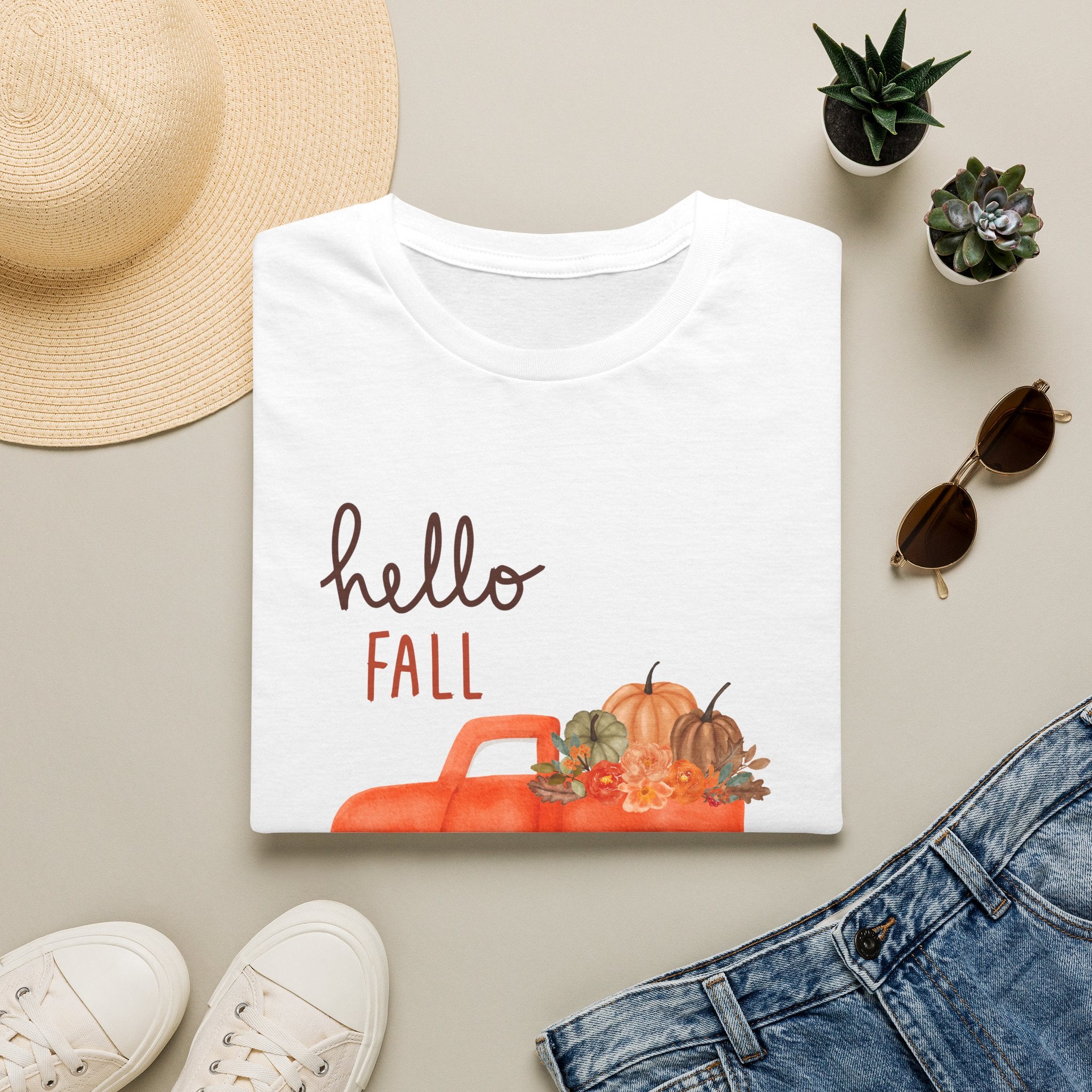 Woman Soft Relaxed Tee -  Hello Fall - Cute - Truck
