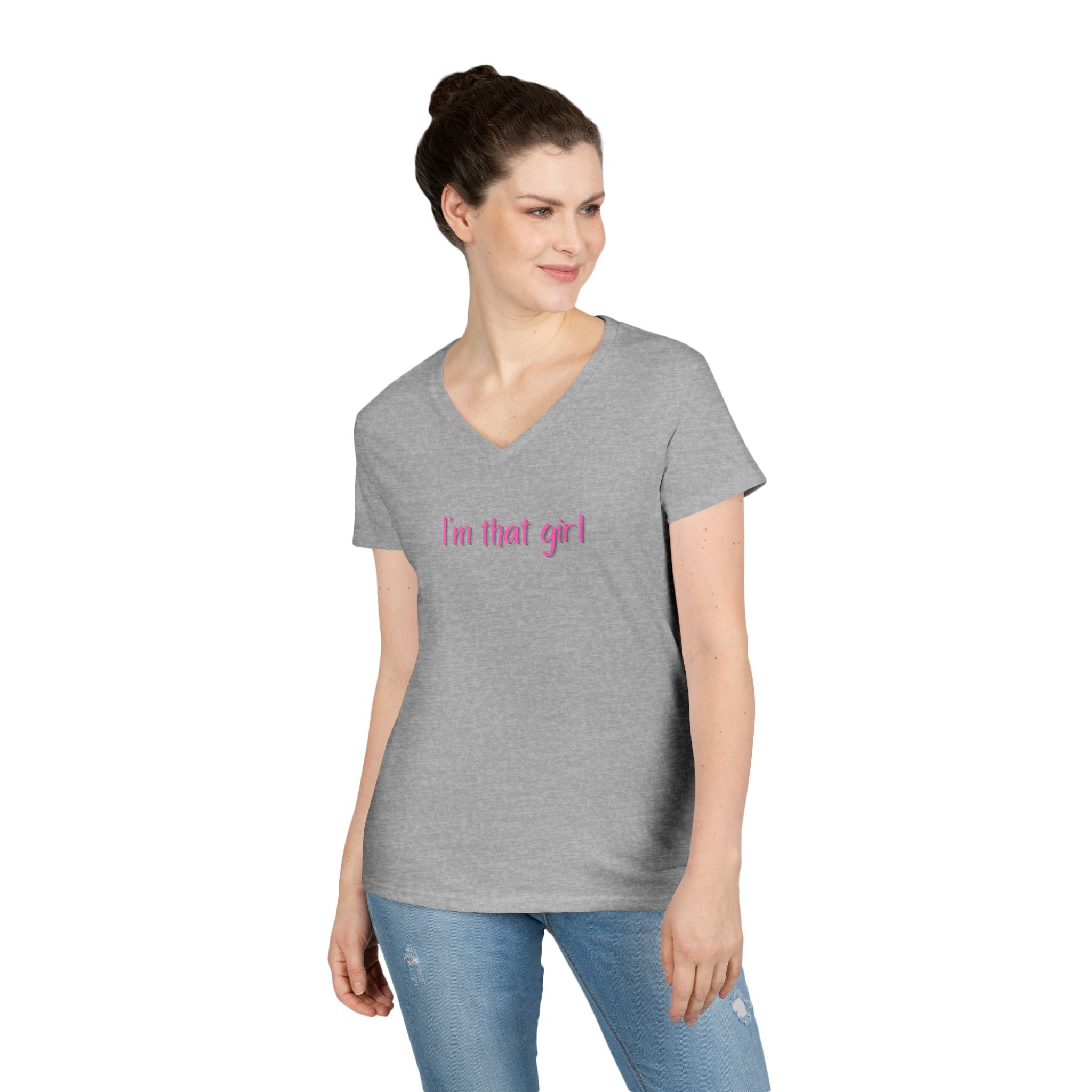 Ladies' V-Neck  Fitted T-Shirt - I'm that girl