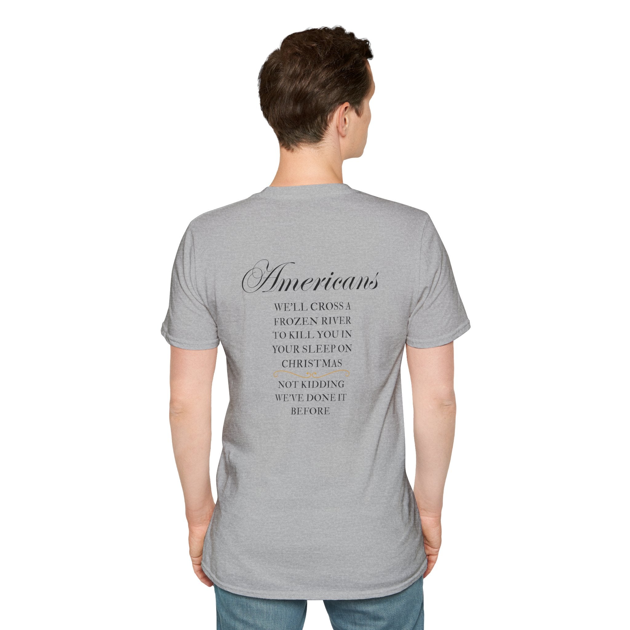 Men and Women - Soft Relaxed Tee- Americans crossing the river at christmas - american revolution - funny