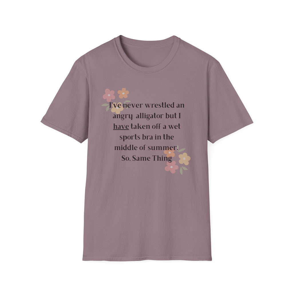 Ladies Soft Relaxed Soft T Shirt - Wrestle a alligator vs a wet bra