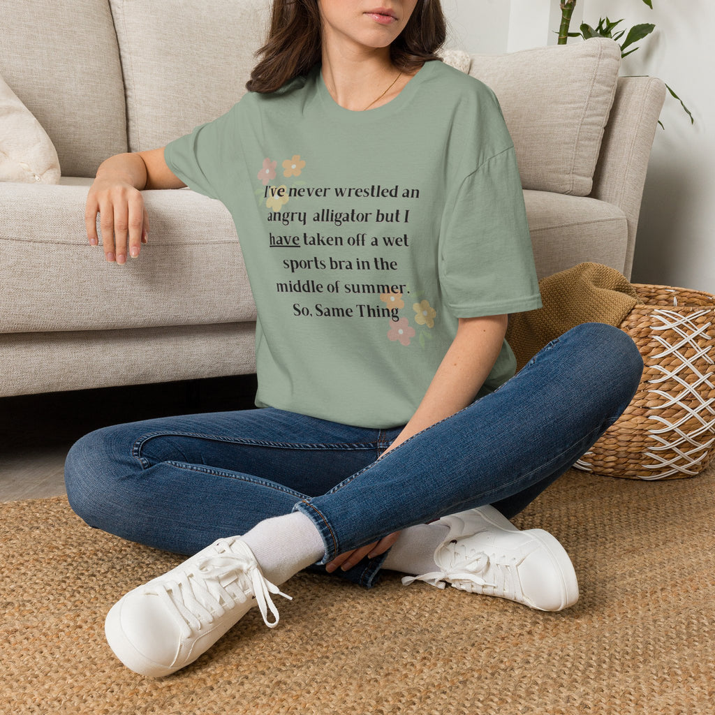 Ladies Soft Relaxed Soft T Shirt - Wrestle a alligator vs a wet bra