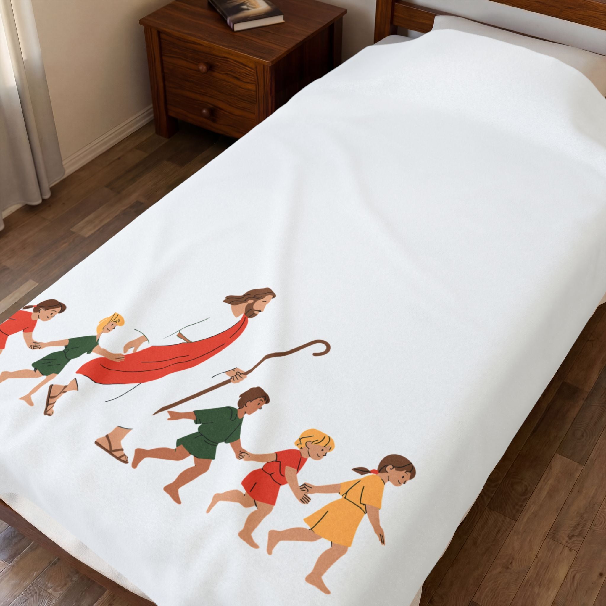 Velveteen Plush Blanket - Jesus with the babies