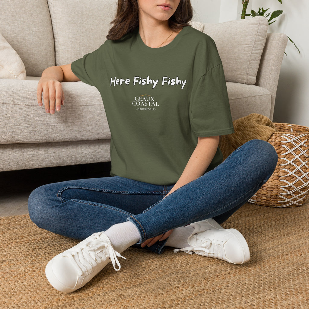 Men and Women ( Soft ) t Shirt - Here Fishy Fishy with Funny BACK - Regular Fit