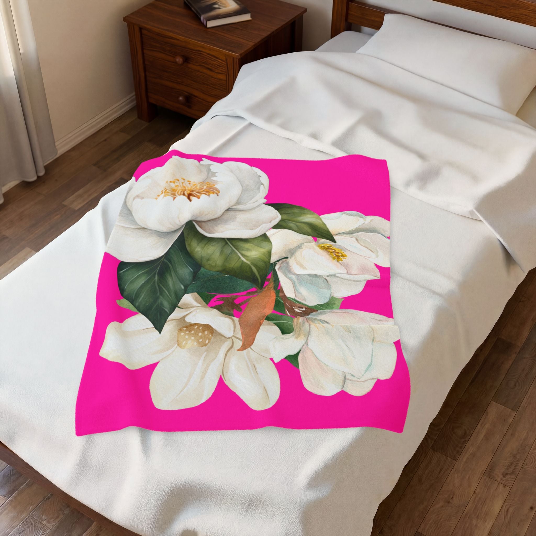 Soft Plush Blanket - Pink Flowers