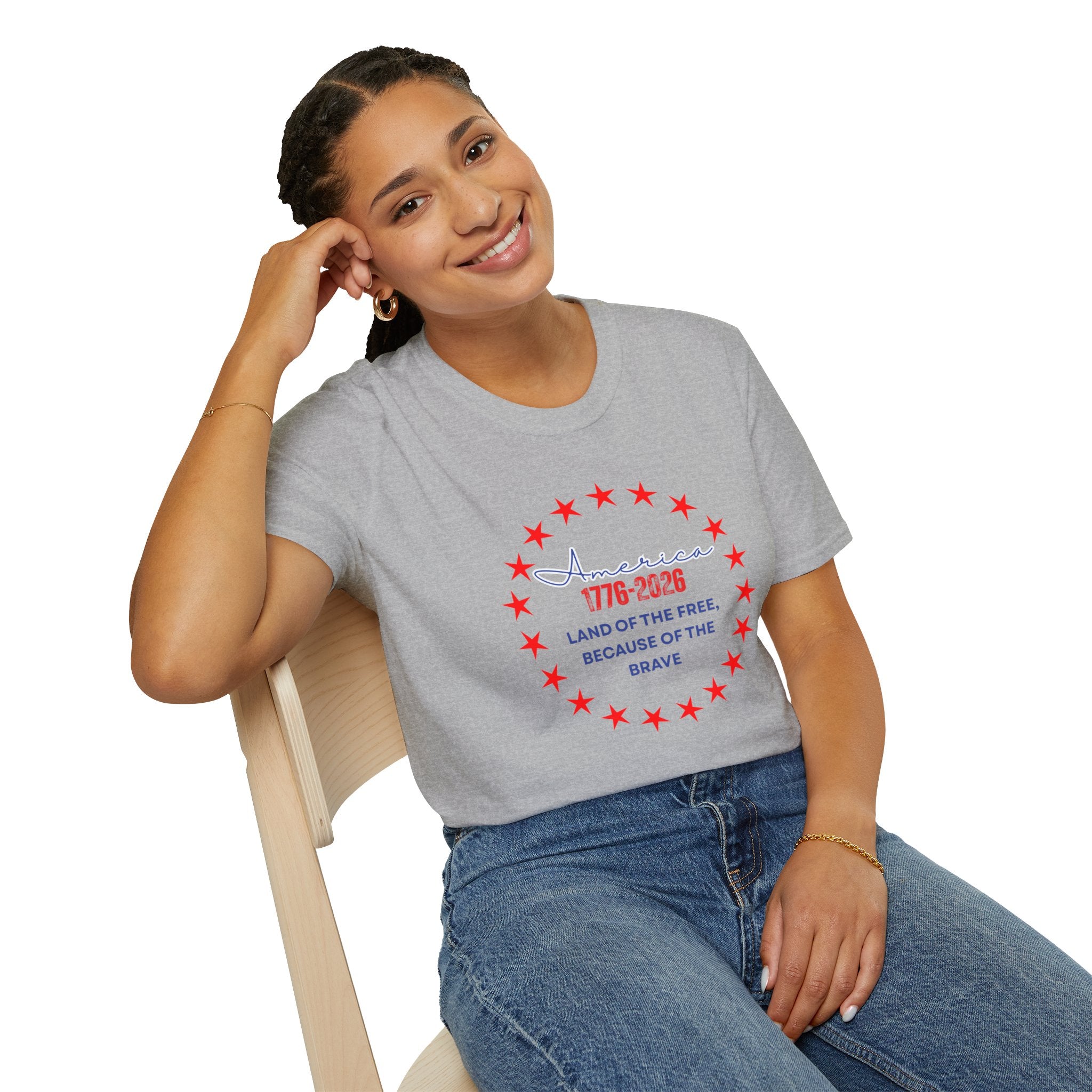 Relaxed Soft Tee- Men and Women - Home of the Free because of the brave