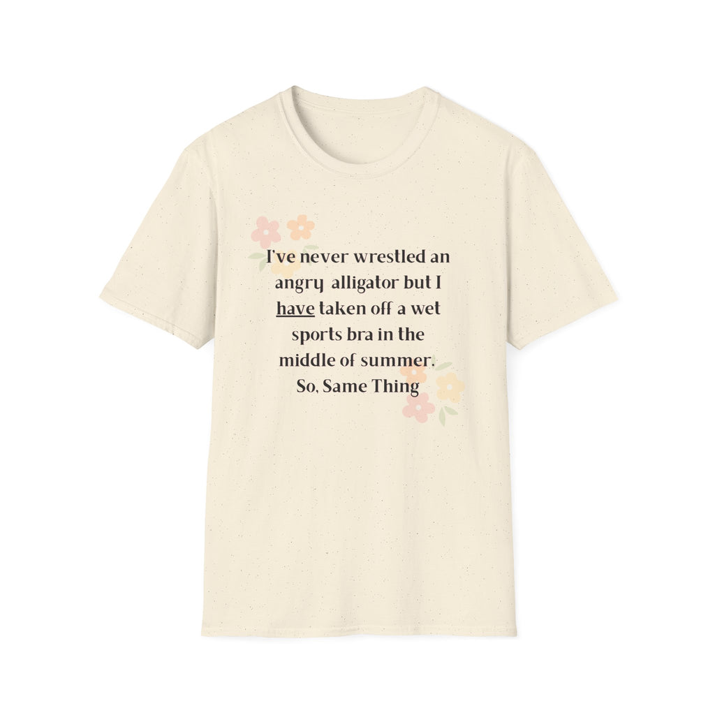 Ladies Soft Relaxed Soft T Shirt - Wrestle a alligator vs a wet bra