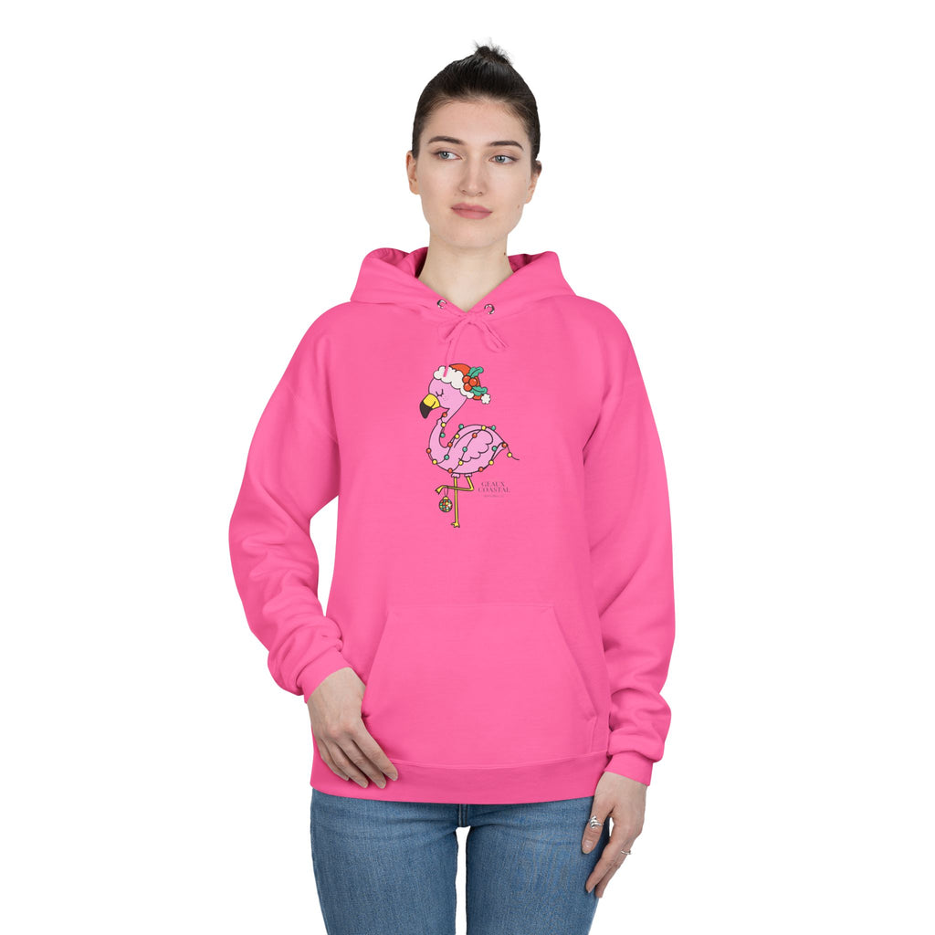 Ladies Pullover Hoodie Sweatshirt - Flamingo Cute Christmas Cheer - Regular Fit