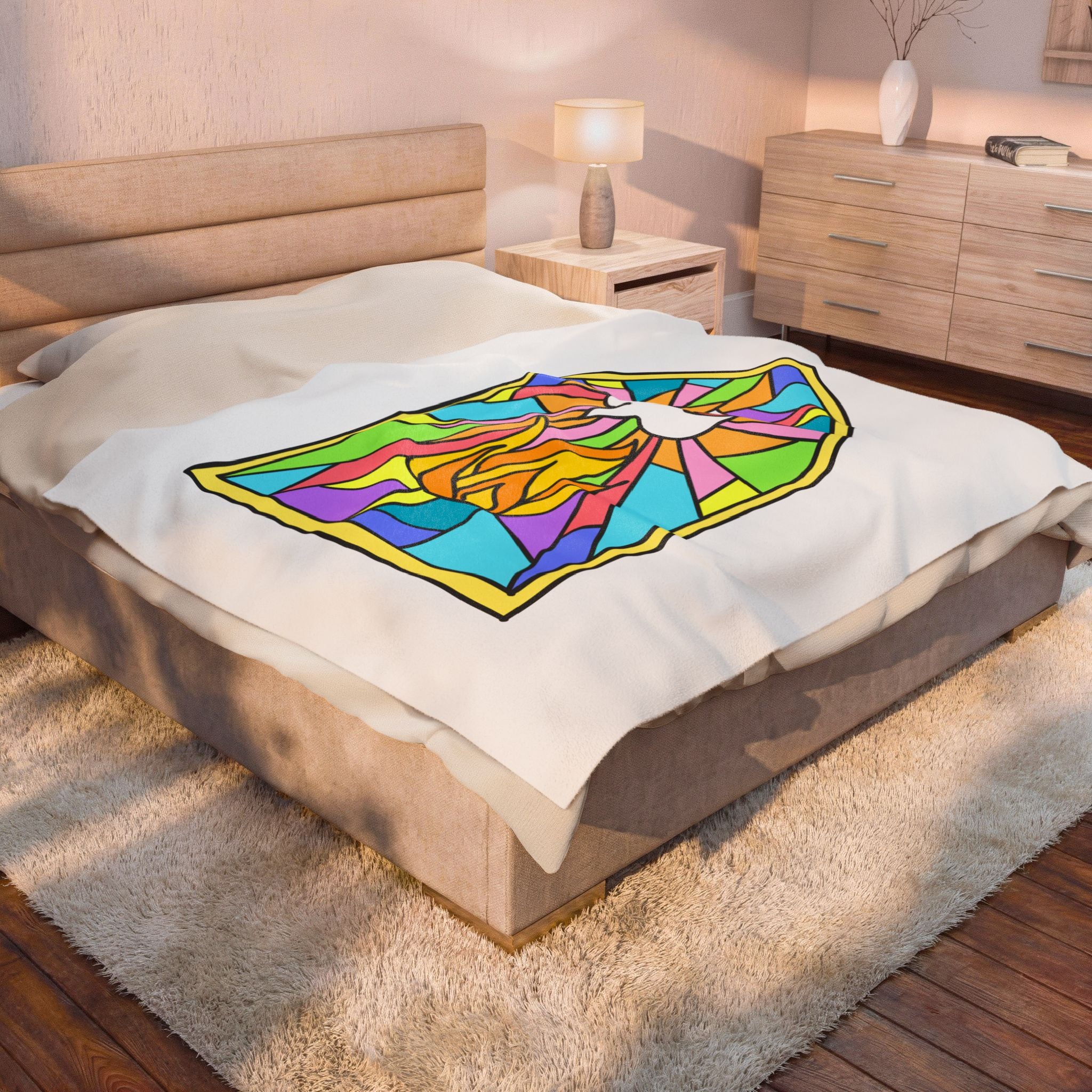 Velveteen Plush Blanket - Stained Glass Window Soft Blanket