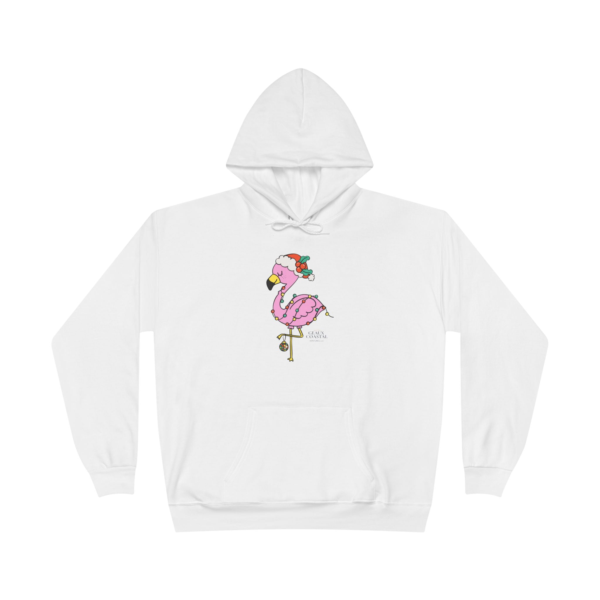 Ladies Pullover Hoodie Sweatshirt - Flamingo Cute Christmas Cheer - Regular Fit