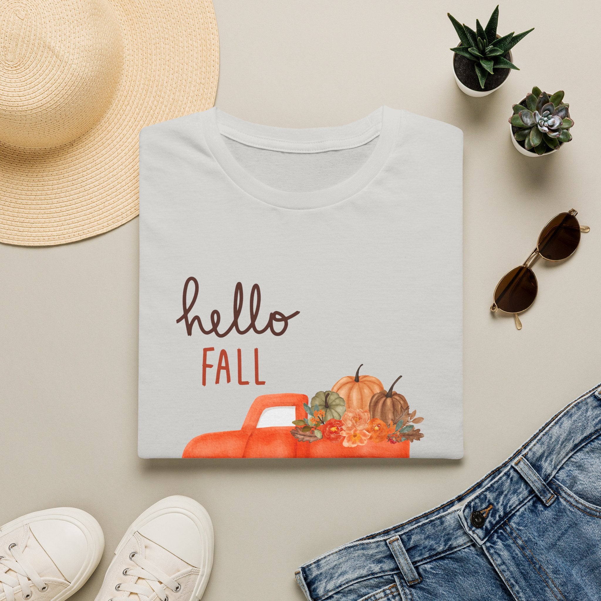 Woman Soft Relaxed Tee -  Hello Fall - Cute - Truck