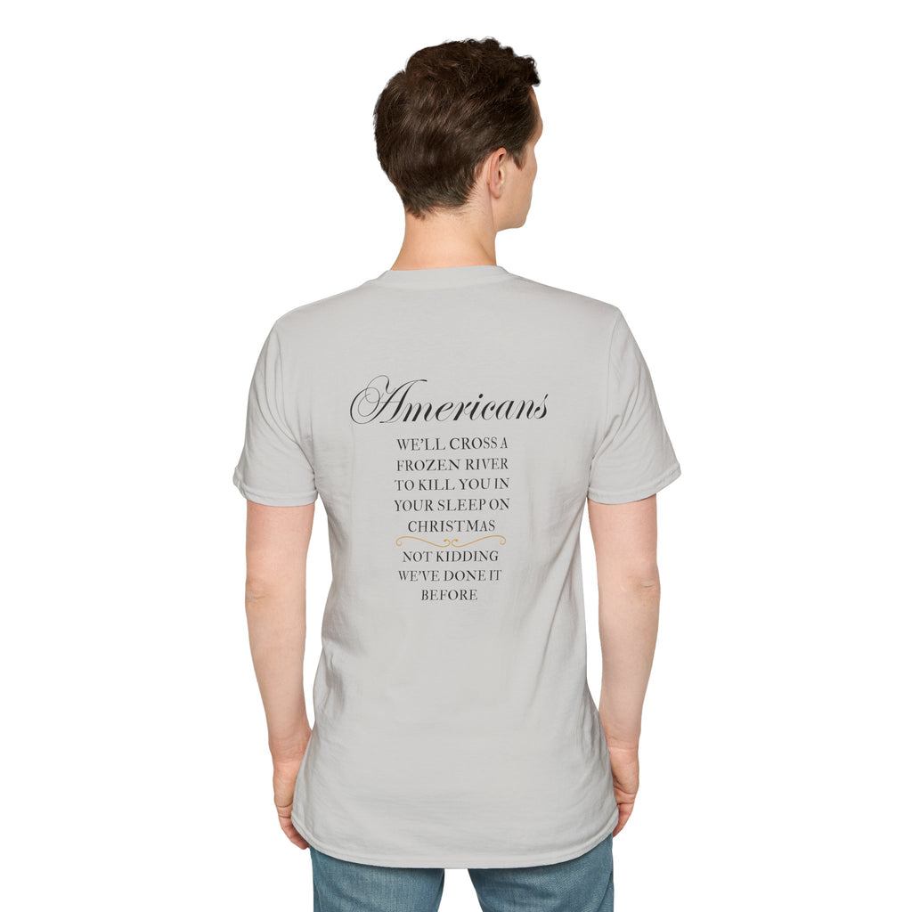 Men and Women - Soft Relaxed Tee- Americans crossing the river at christmas - american revolution - funny