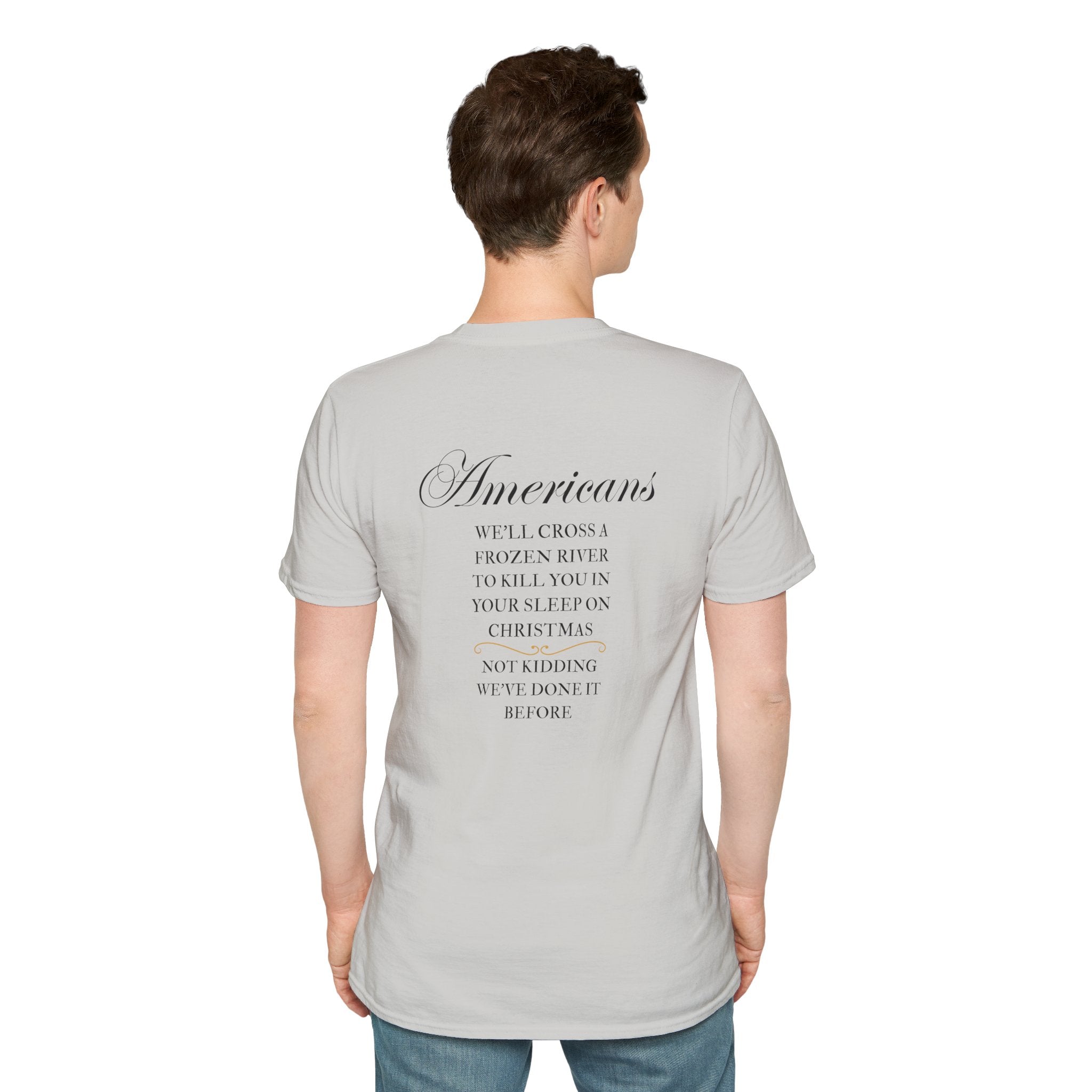 Men and Women - Soft Relaxed Tee- Americans crossing the river at christmas - american revolution - funny