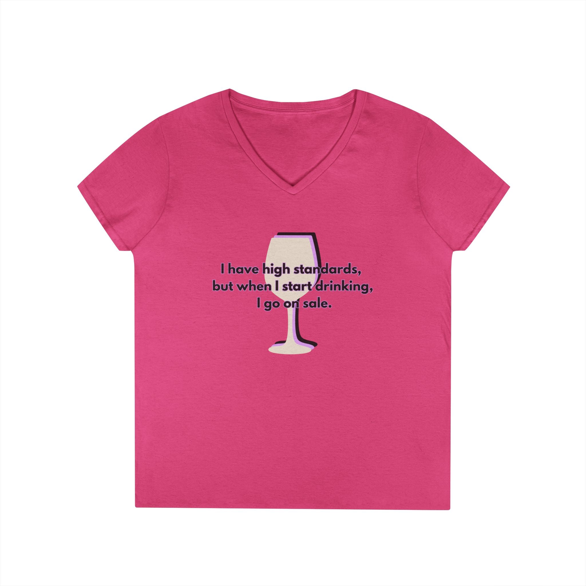 Ladies' V-Neck T-Shirt - Fitted - Wine Shirt - Going on Sale