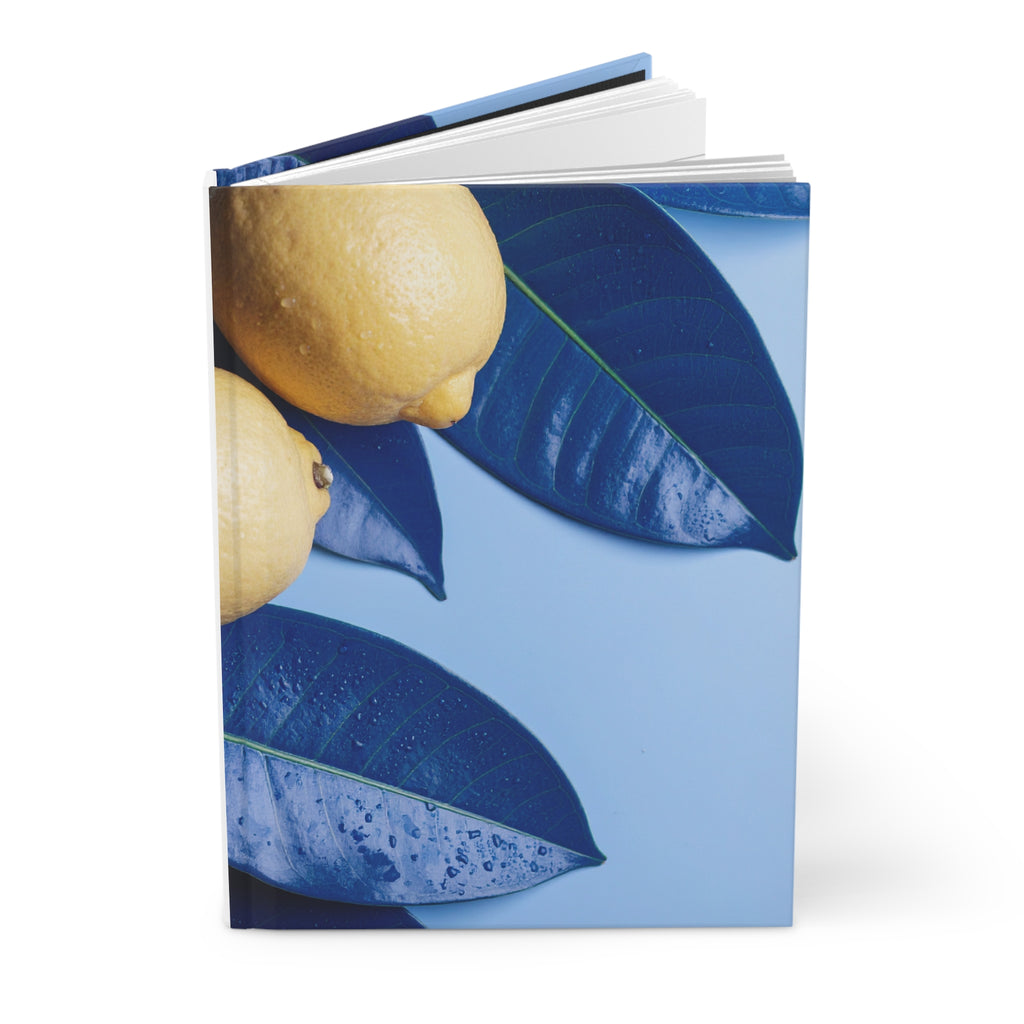 Hardcover Journal Matte Blue Lemons