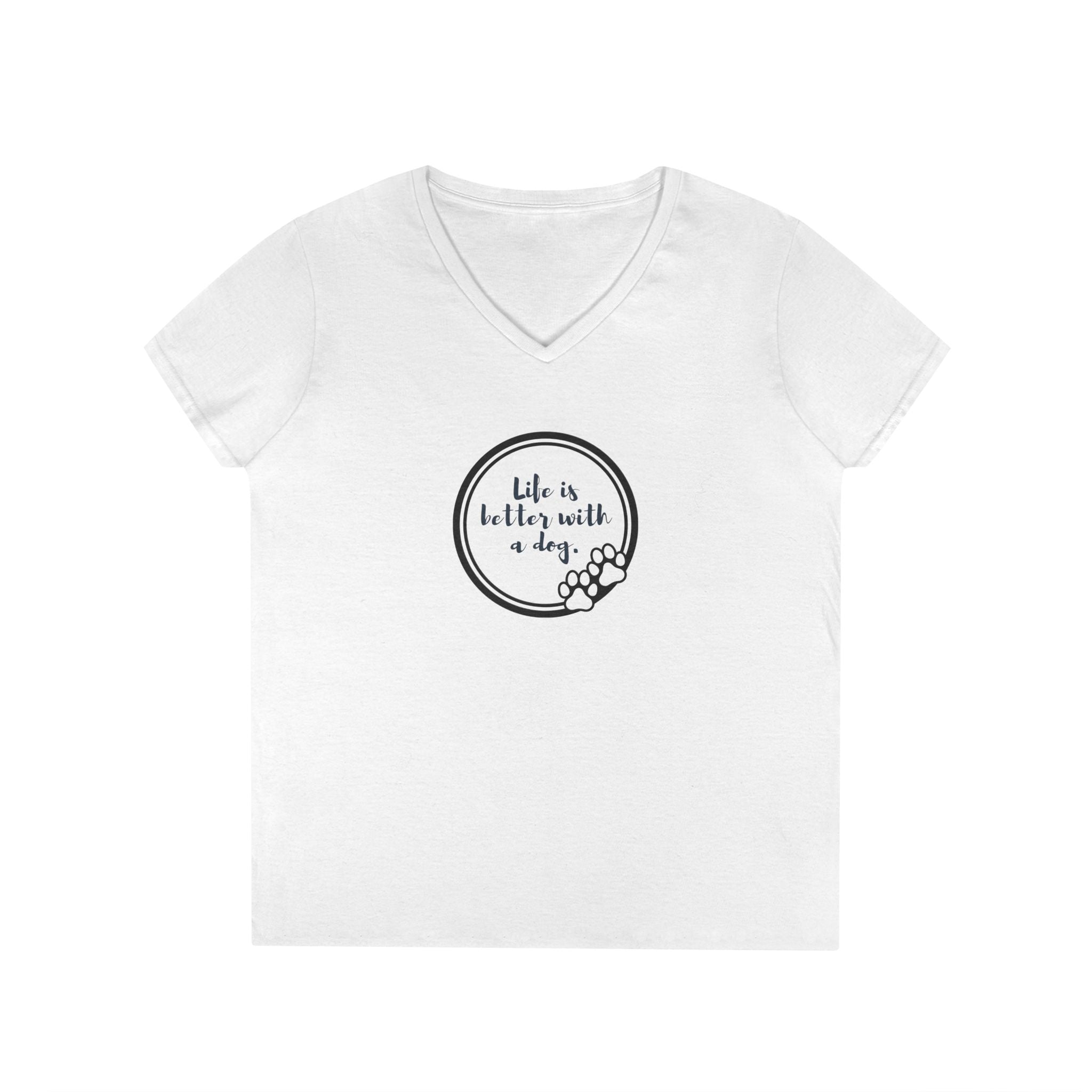 Ladies' V-Neck T-Shirt - Fitted - Dog Life