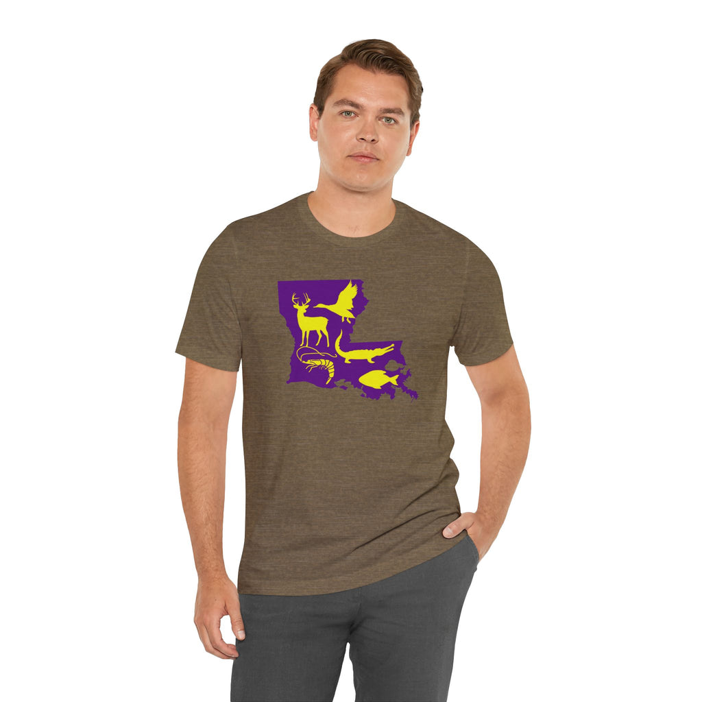 Mens Ultra Soft Jersey Short Sleeve Tee - Hunting Louisiana