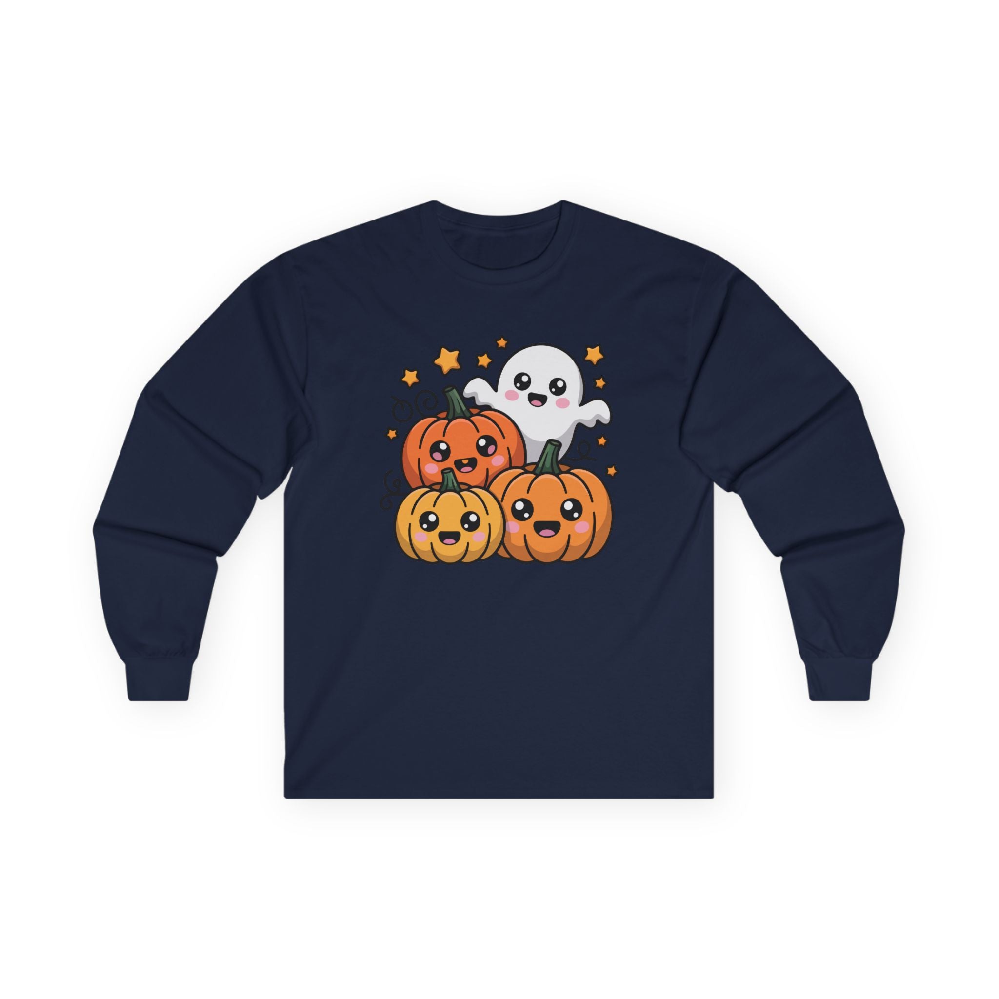 Womens Soft Relaxed Long Sleeve - Halloween Cute  - Pumpkins