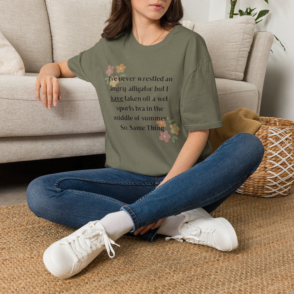 Ladies Soft Relaxed Soft T Shirt - Wrestle a alligator vs a wet bra