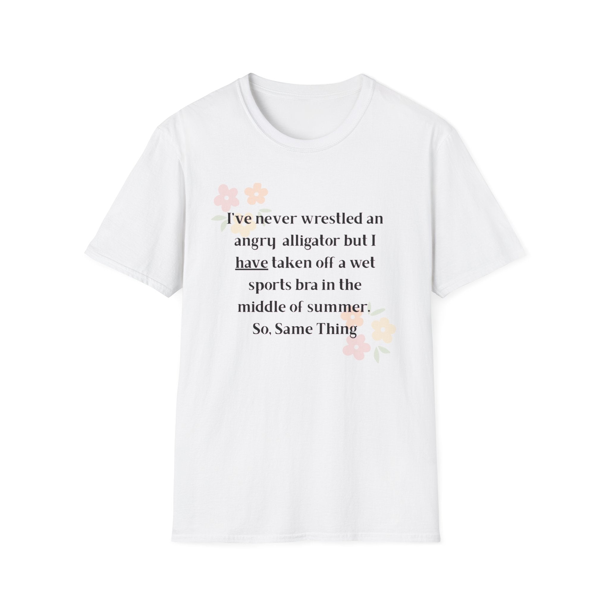 Ladies Soft Relaxed Soft T Shirt - Wrestle a alligator vs a wet bra