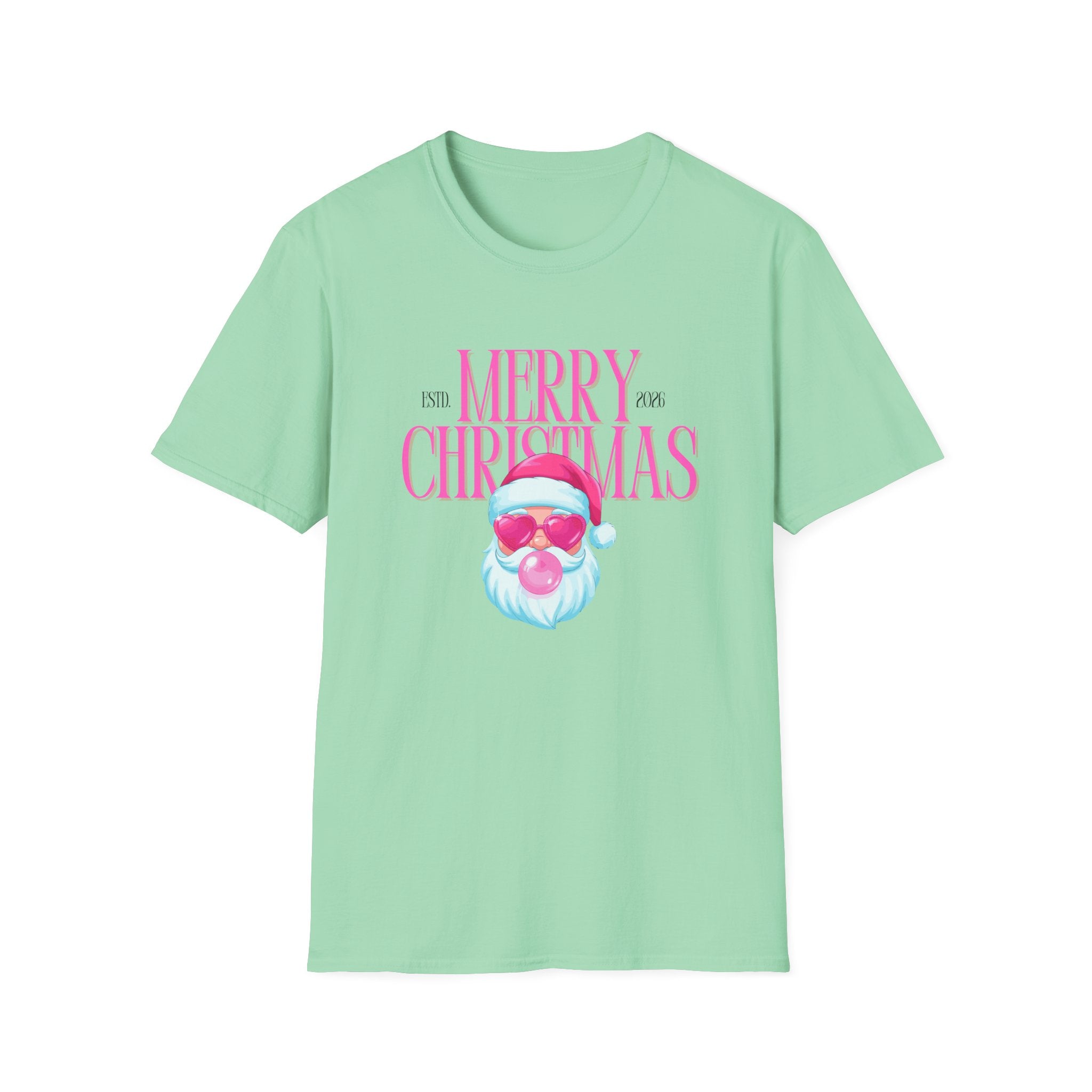 Ladies Soft Relaxed Tee- Santa (Cool Santa) pink