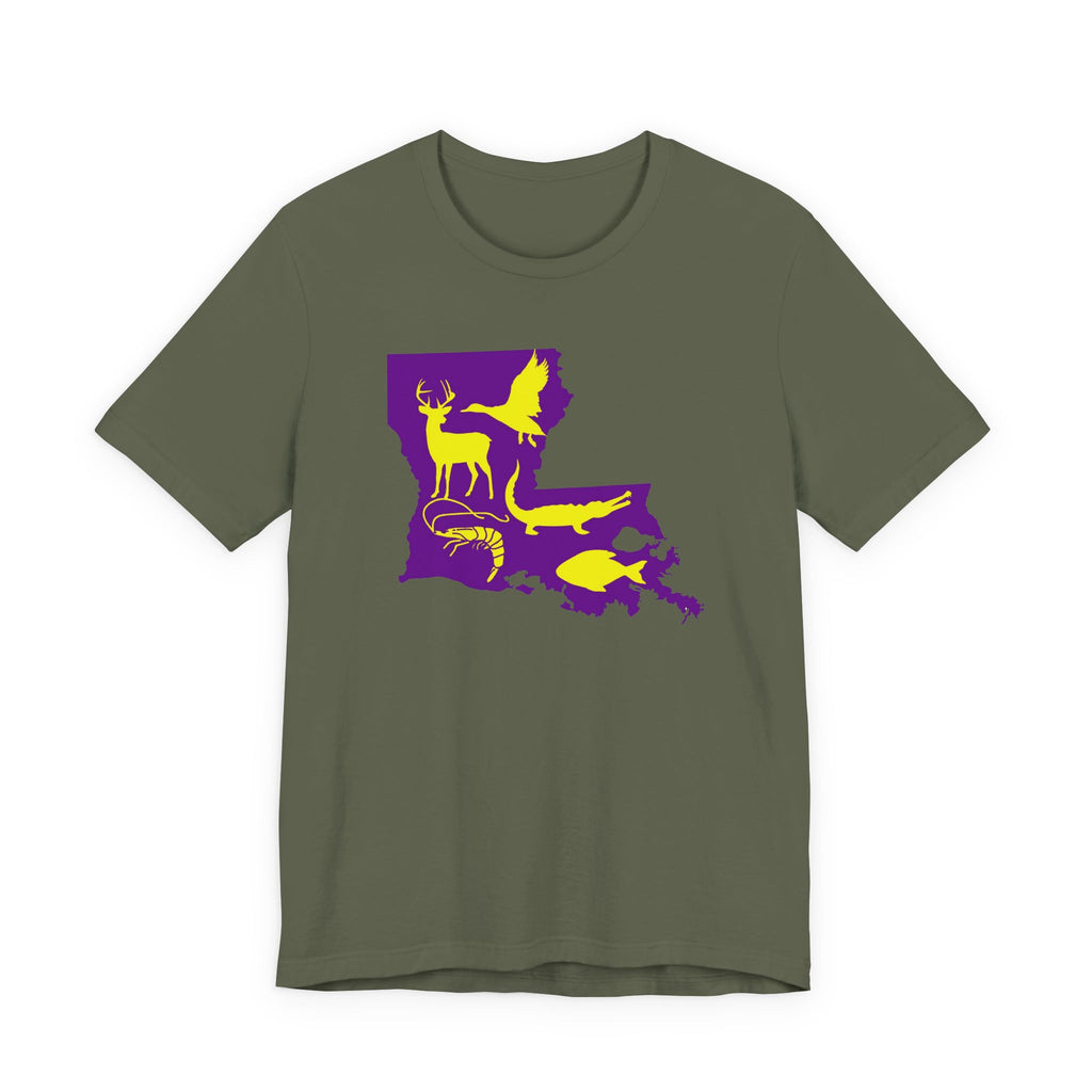 Mens Ultra Soft Jersey Short Sleeve Tee - Hunting Louisiana