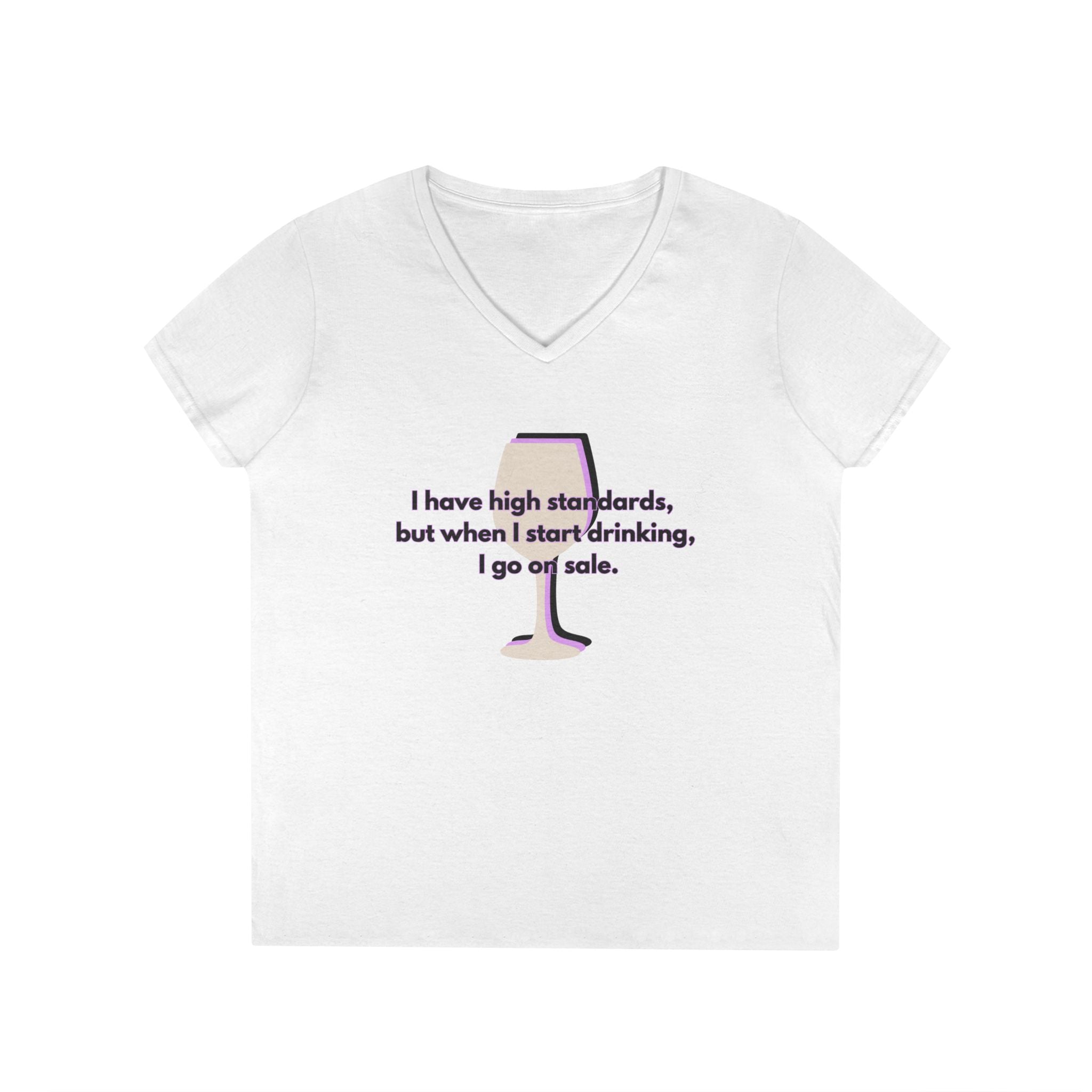 Ladies' V-Neck T-Shirt - Fitted - Wine Shirt - Going on Sale