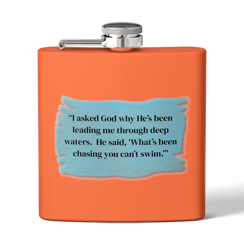 Stainless Steel Flask, 6oz - God Leading you through the deep