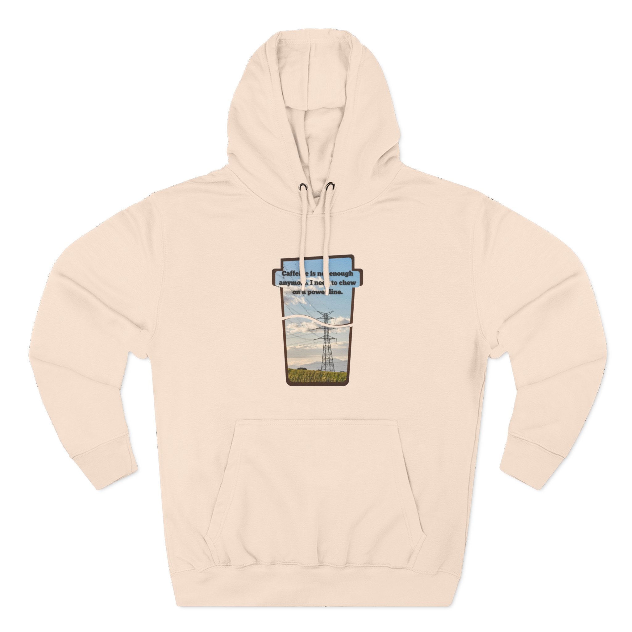 Soft Regular fit Hoodie - Men and Women - Coffee and power lines