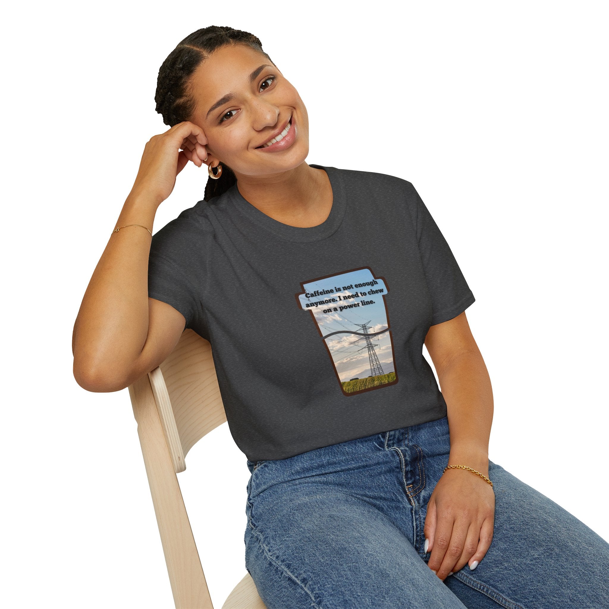 Relaxed Soft T Shirt - Men and Women - Chew on a power line