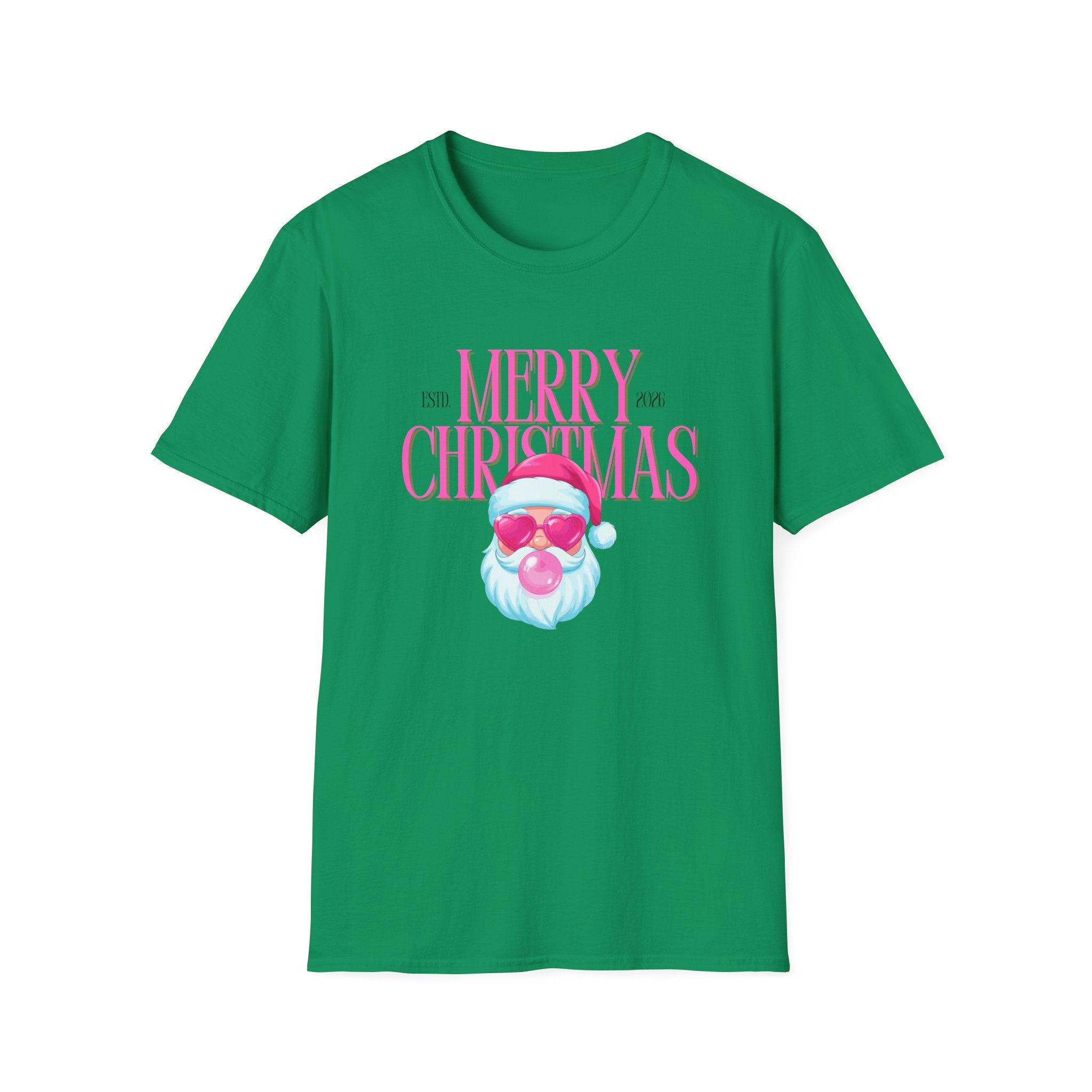 Ladies Soft Relaxed Tee- Santa (Cool Santa) pink