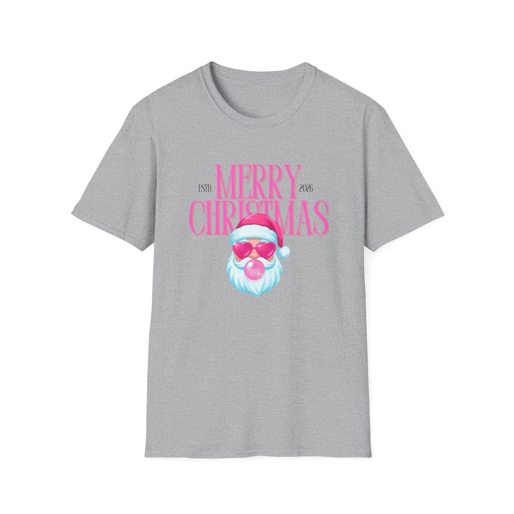 Ladies Soft Relaxed Tee- Santa (Cool Santa) pink