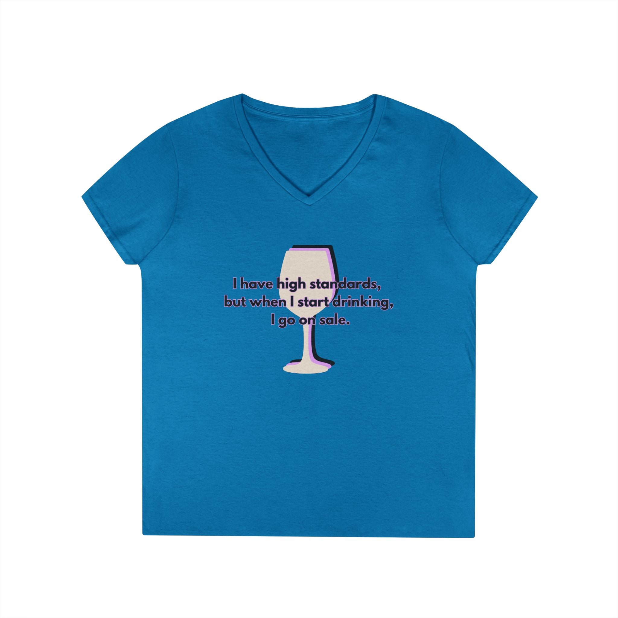 Ladies' V-Neck T-Shirt - Fitted - Wine Shirt - Going on Sale