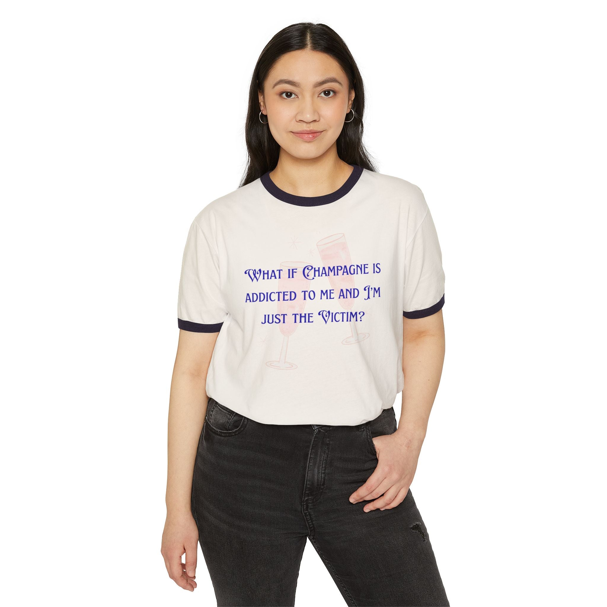 Woman's Regular T Shirt - Champagne is addicted