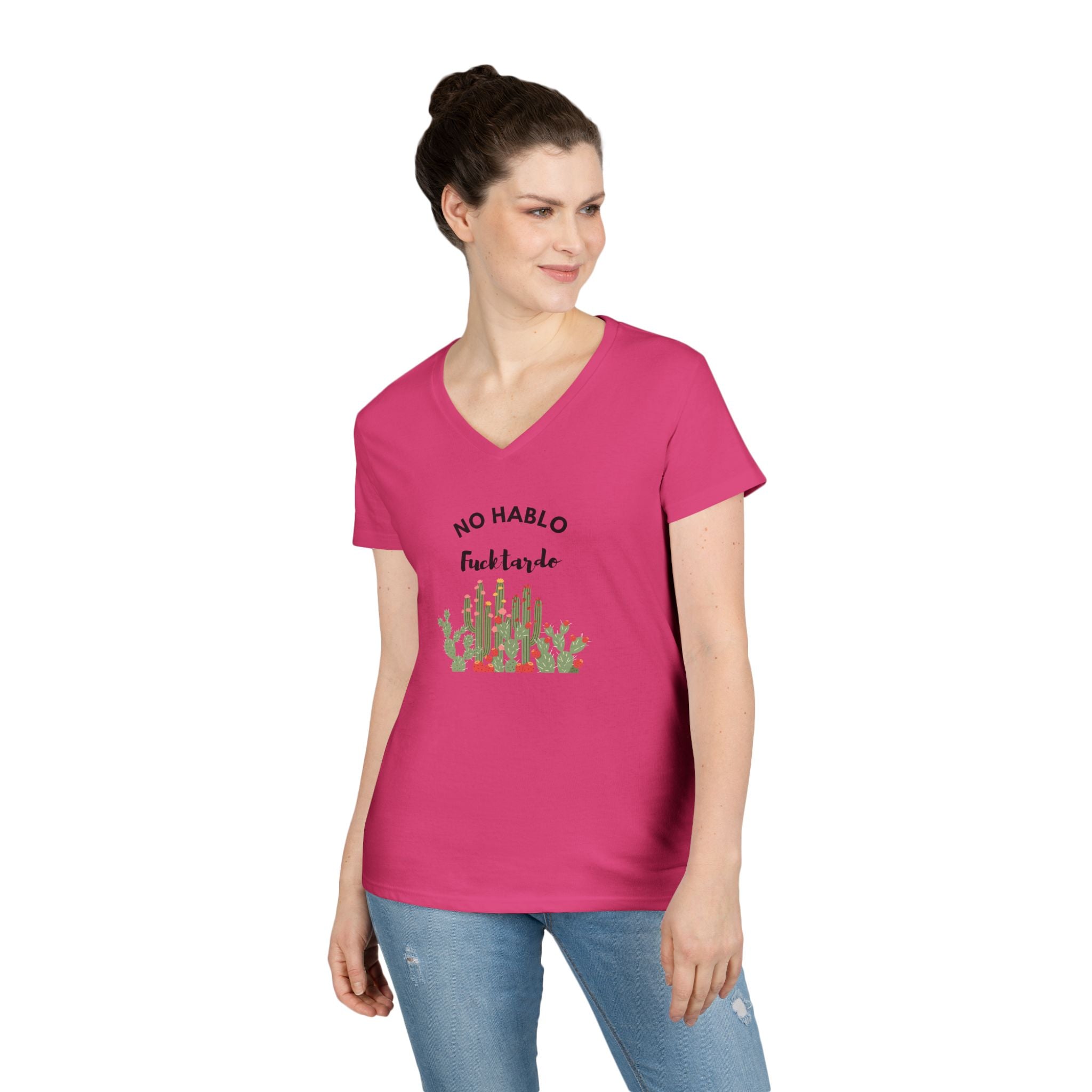 Ladies' V-Neck T-Shirt - Fitted and Fun  - No Hablo cute