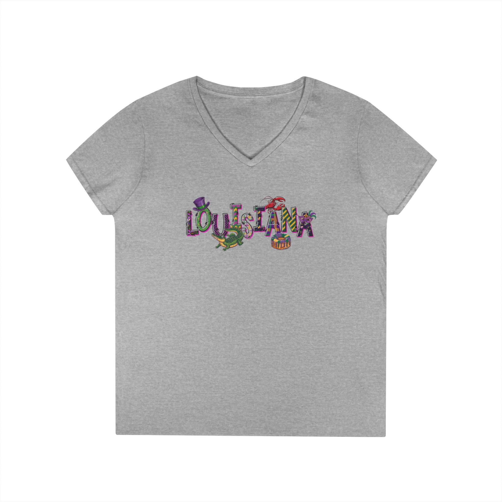 Ladies' V-Neck T-Shirt - Louisiana