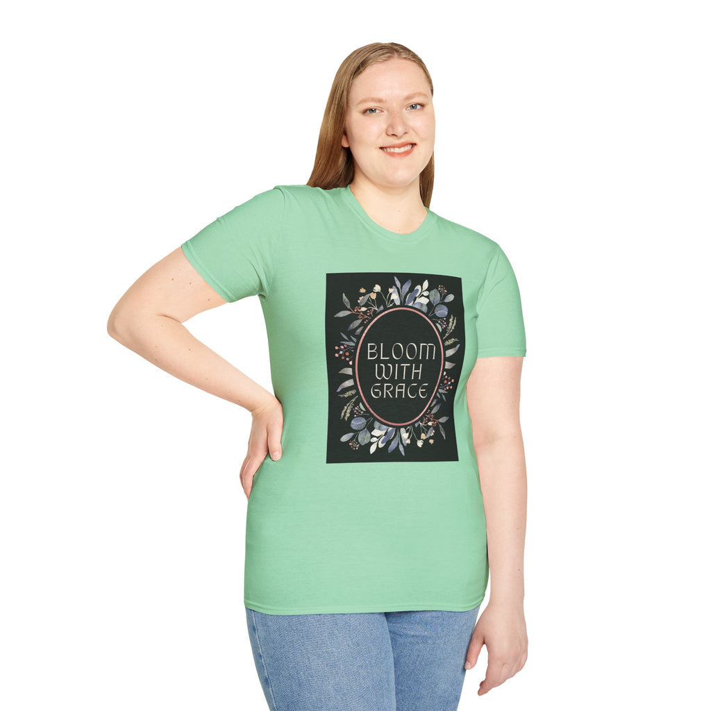 Women's Relaxed Tee - Bloom with Grace Back flowers
