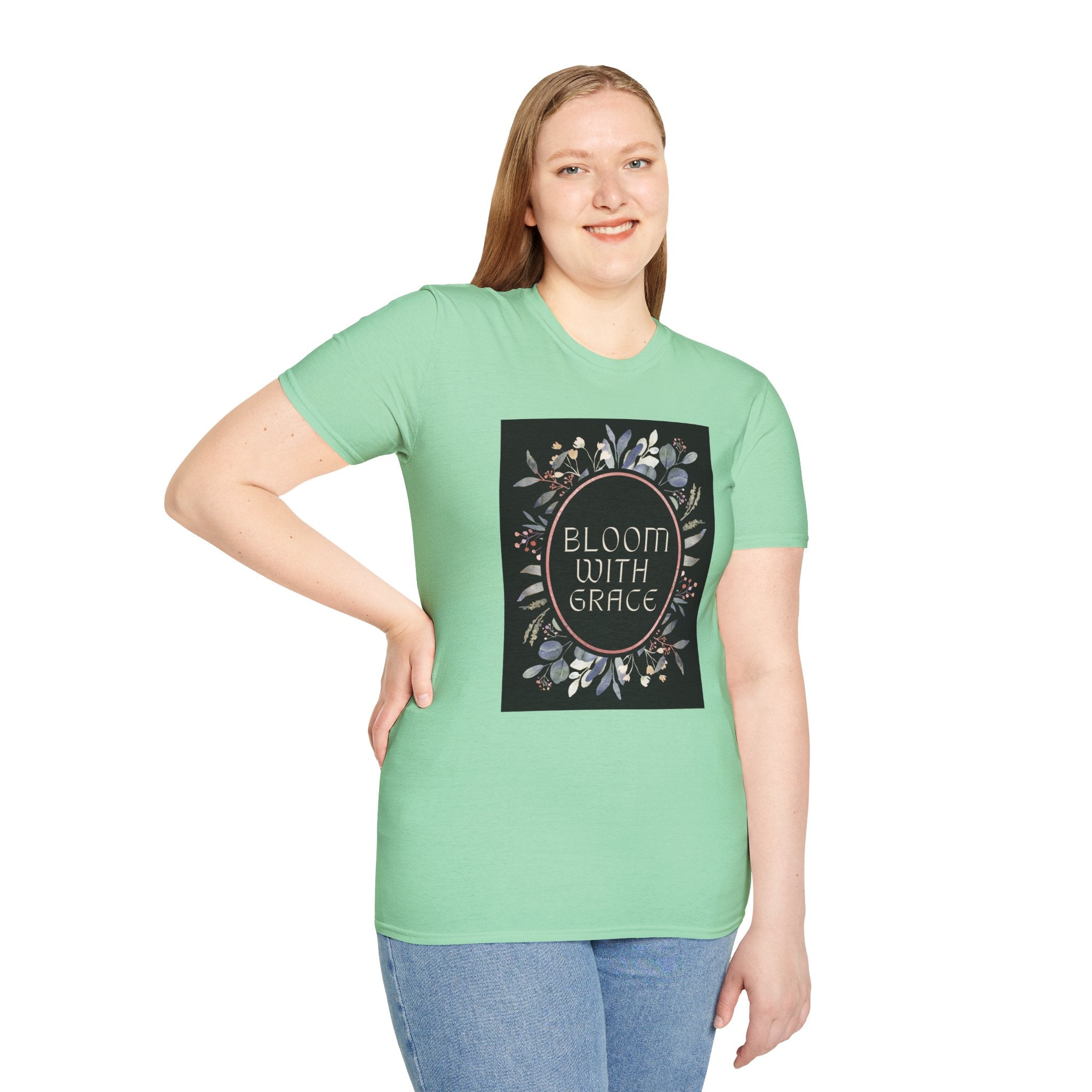 Women's Relaxed Tee - Bloom with Grace Back flowers