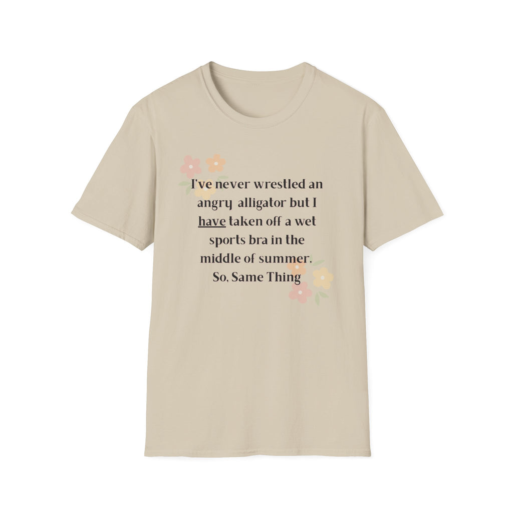 Ladies Soft Relaxed Soft T Shirt - Wrestle a alligator vs a wet bra