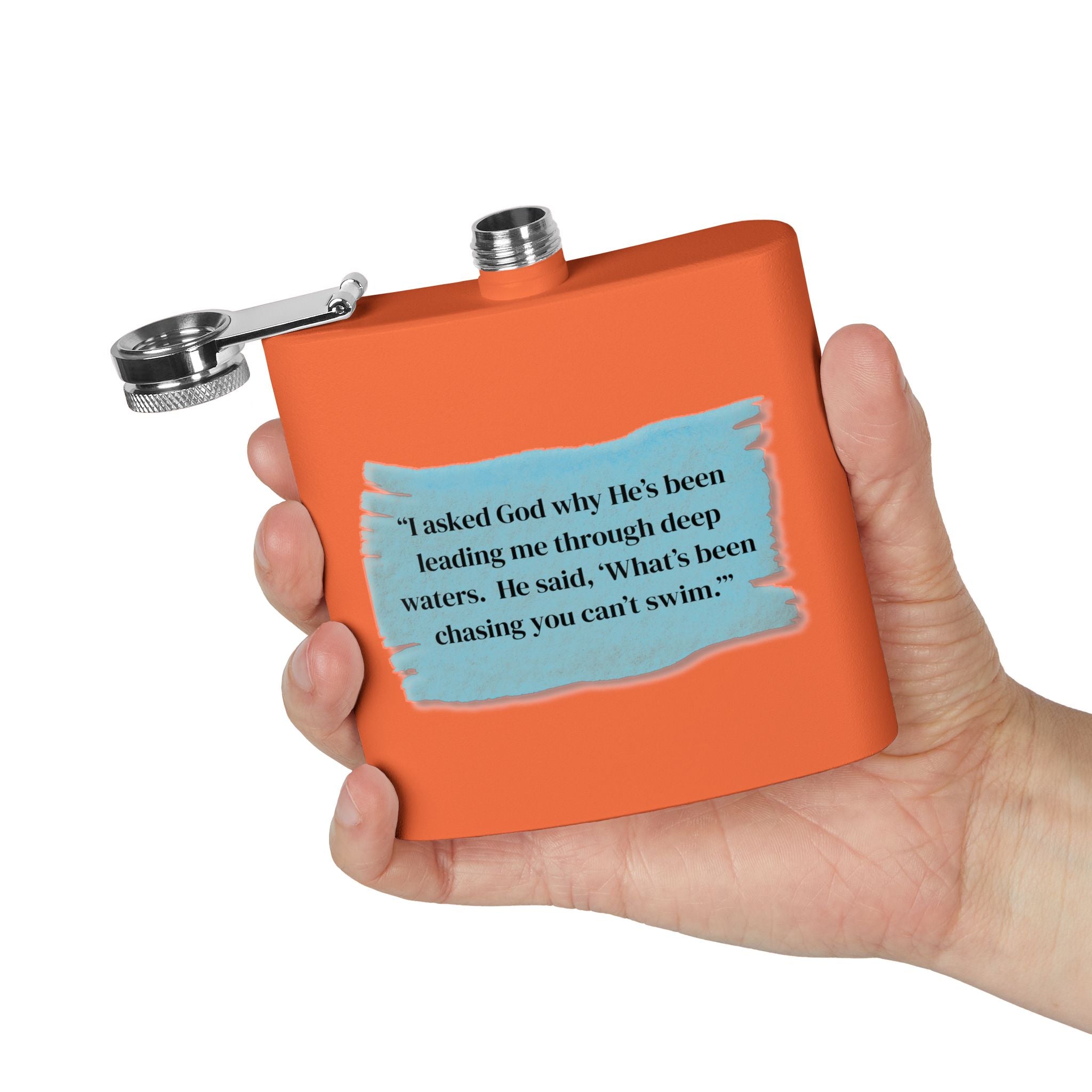 Stainless Steel Flask, 6oz - God Leading you through the deep
