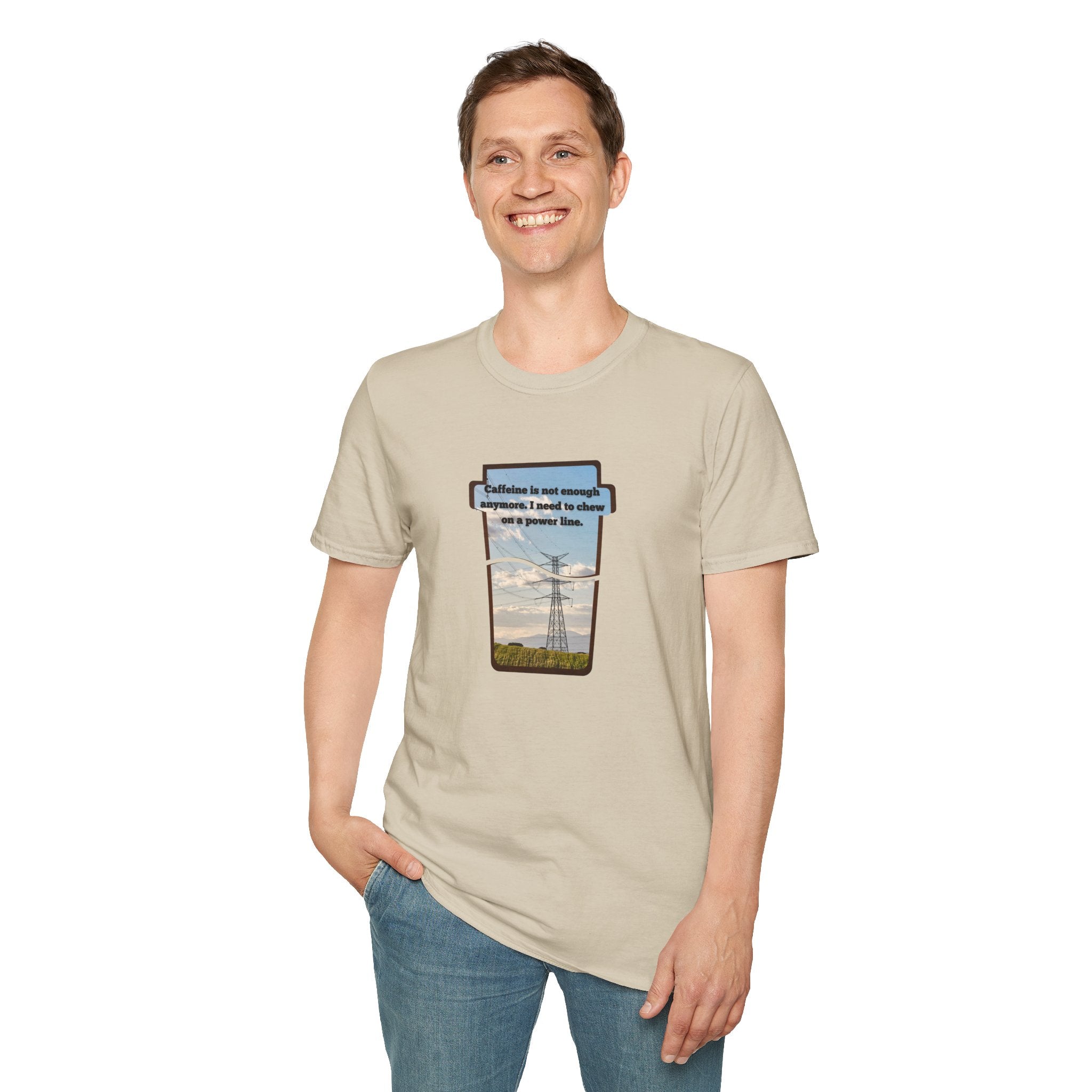 Relaxed Soft T Shirt - Men and Women - Chew on a power line