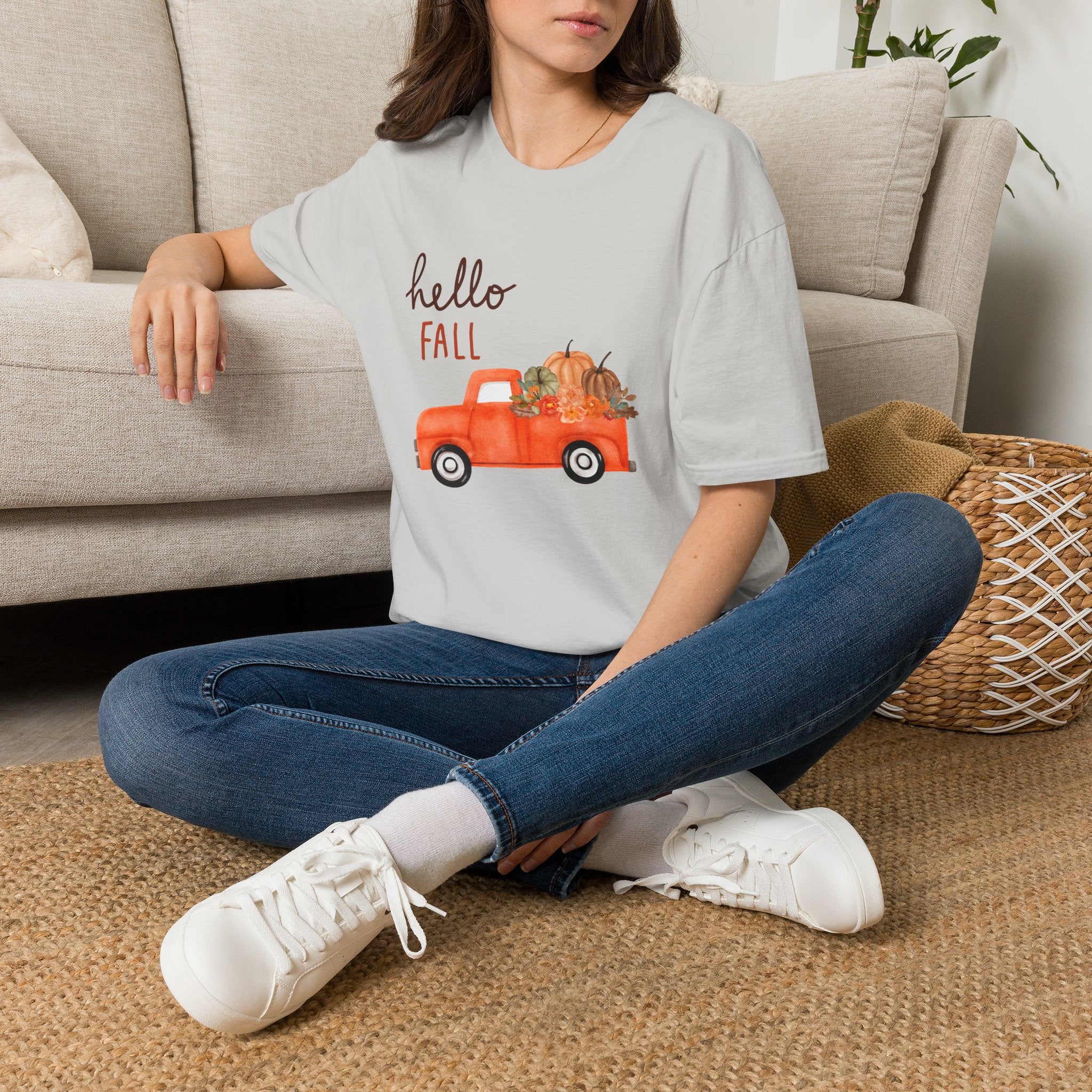 Woman Soft Relaxed Tee -  Hello Fall - Cute - Truck