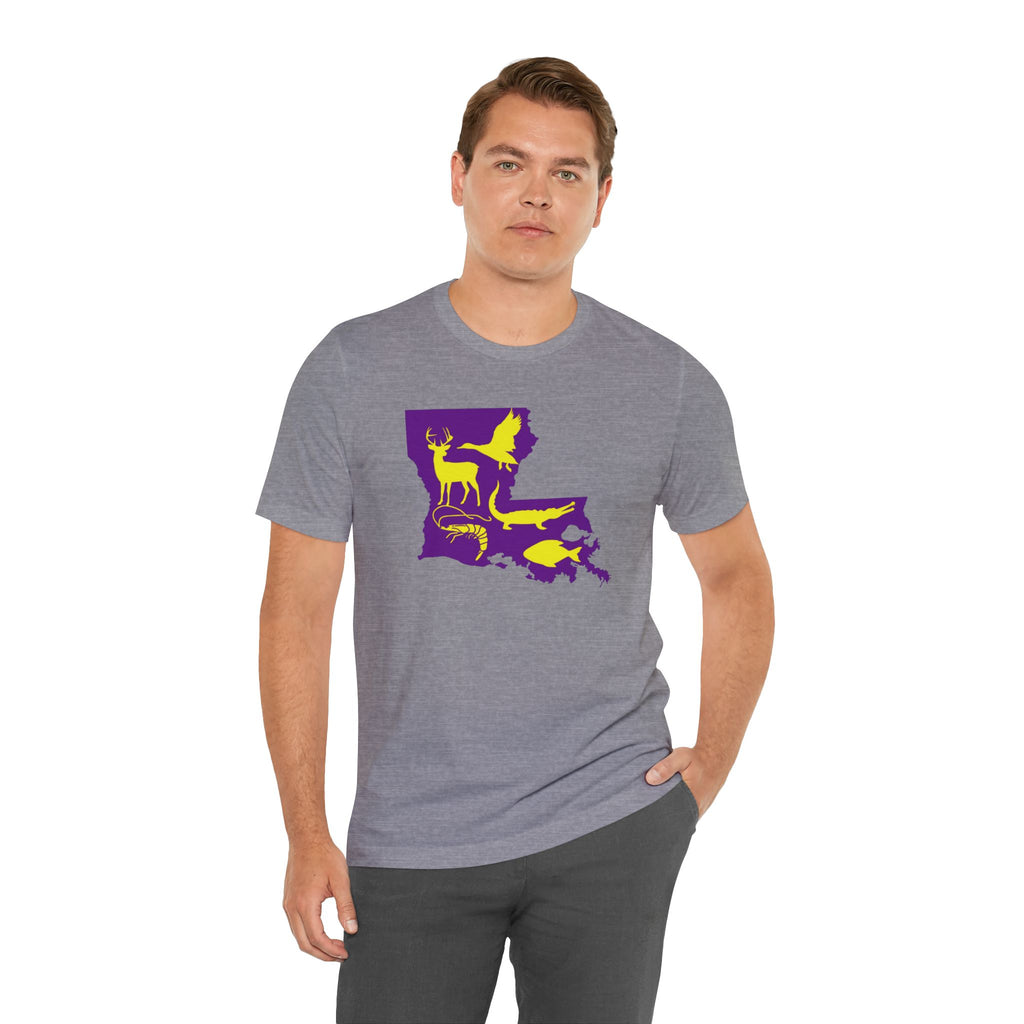 Mens Ultra Soft Jersey Short Sleeve Tee - Hunting Louisiana