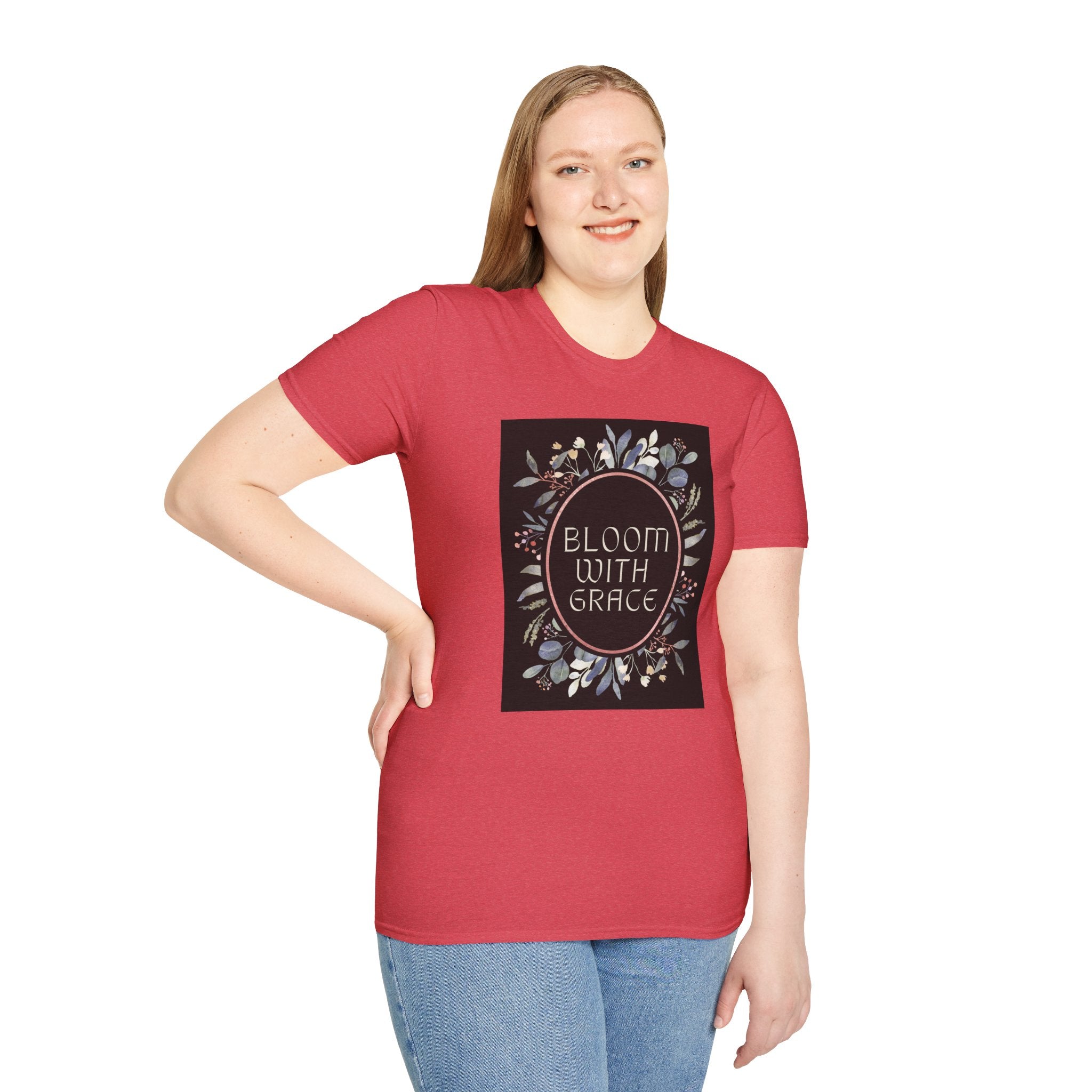 Women's Relaxed Tee - Bloom with Grace Back flowers
