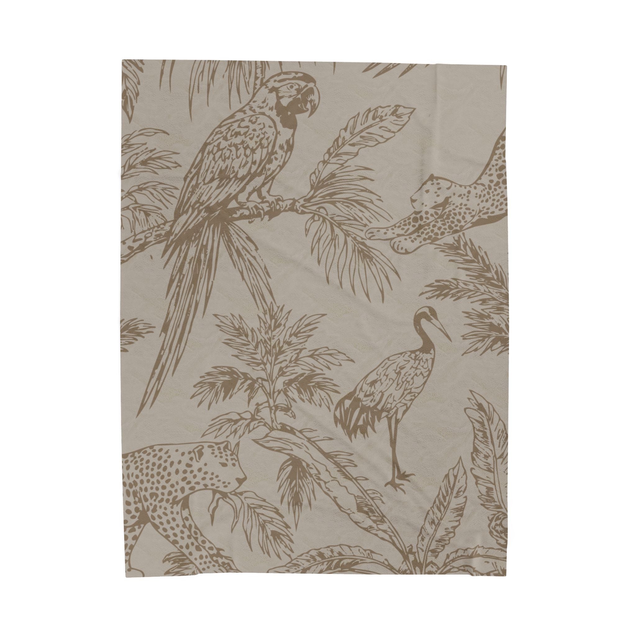Velveteen Plush Blanket - Brown Tropical