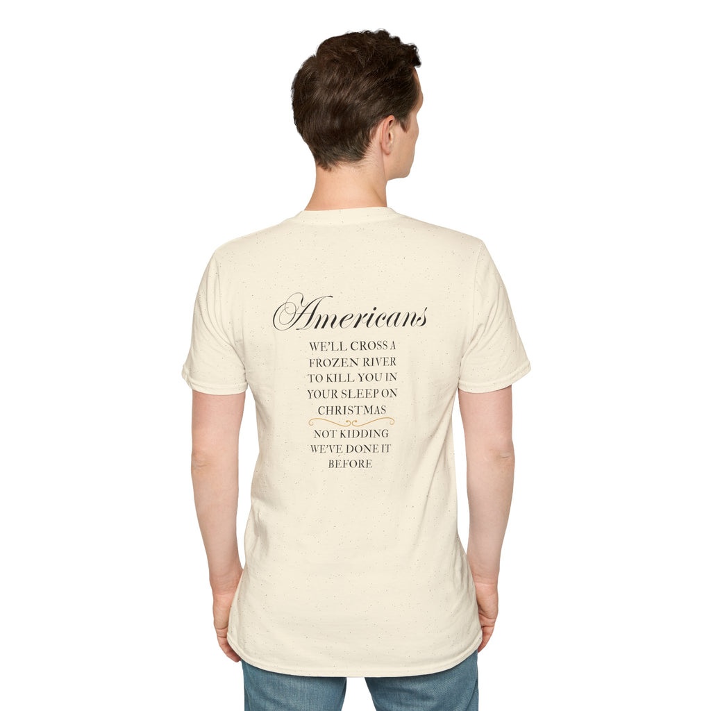 Men and Women - Soft Relaxed Tee- Americans crossing the river at christmas - american revolution - funny