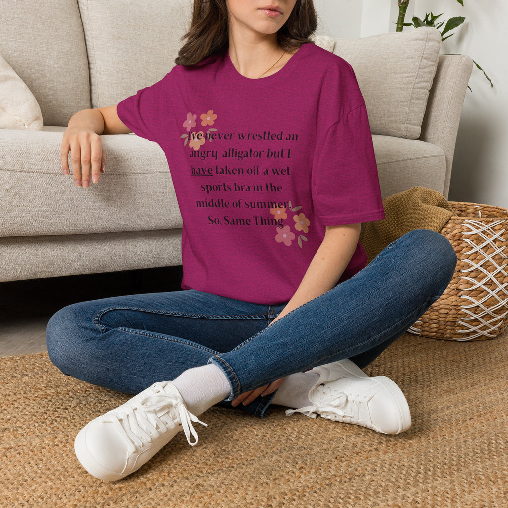 Ladies Soft Relaxed Soft T Shirt - Wrestle a alligator vs a wet bra