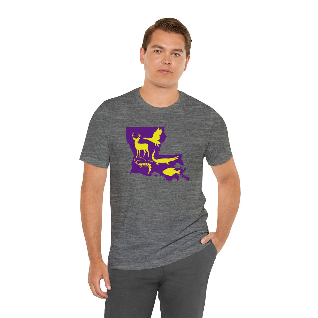 Mens Ultra Soft Jersey Short Sleeve Tee - Hunting Louisiana